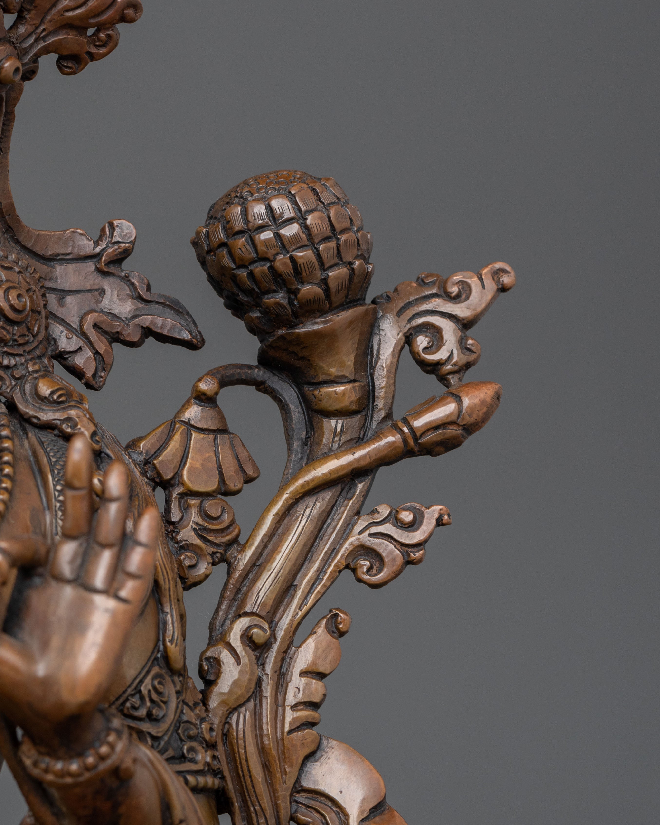 White Tara Blessing and Healing Statue in Oxidized Copper
