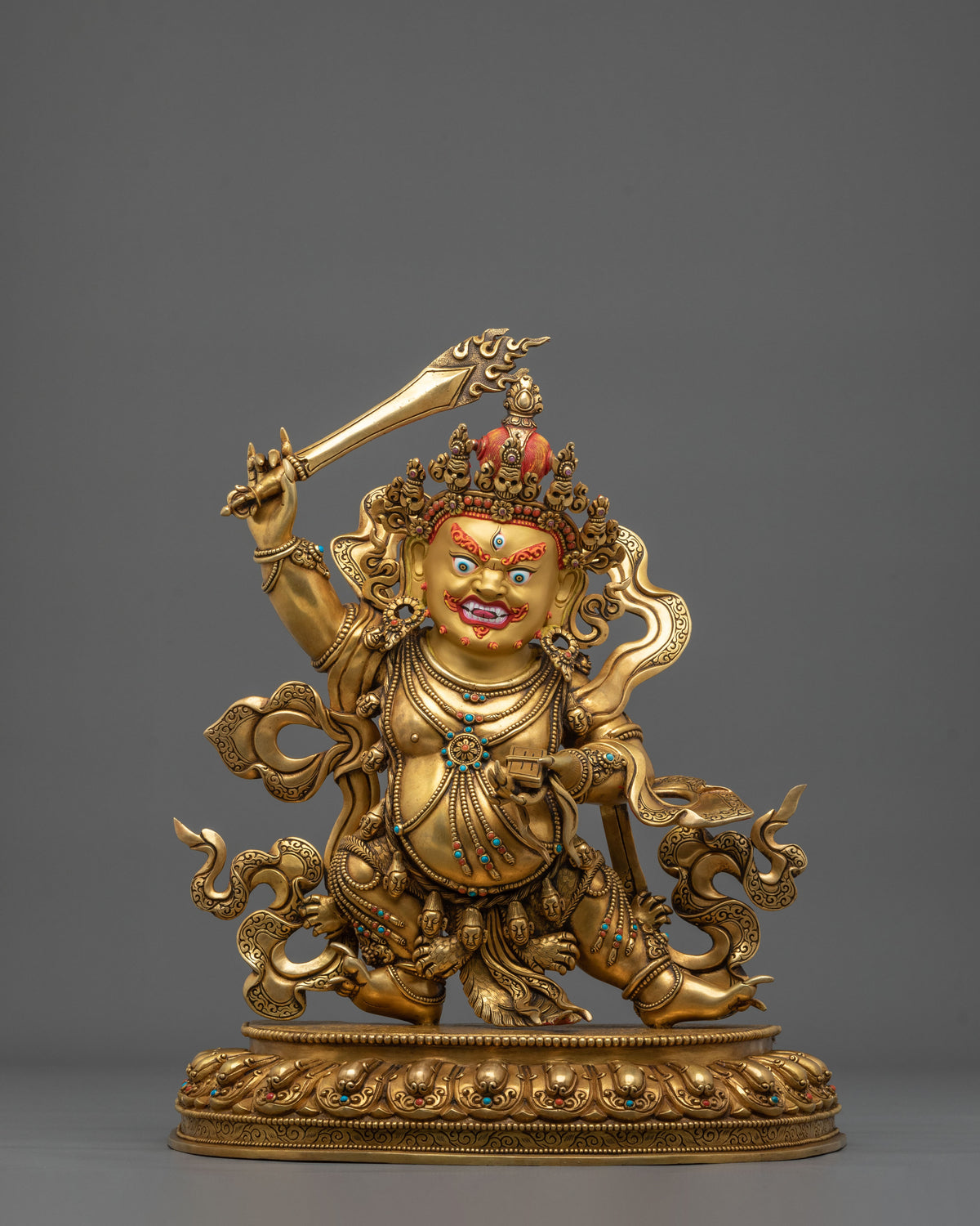 Black Manjushri Copper Figurine – 24K Gold Gilded Premium Artistry