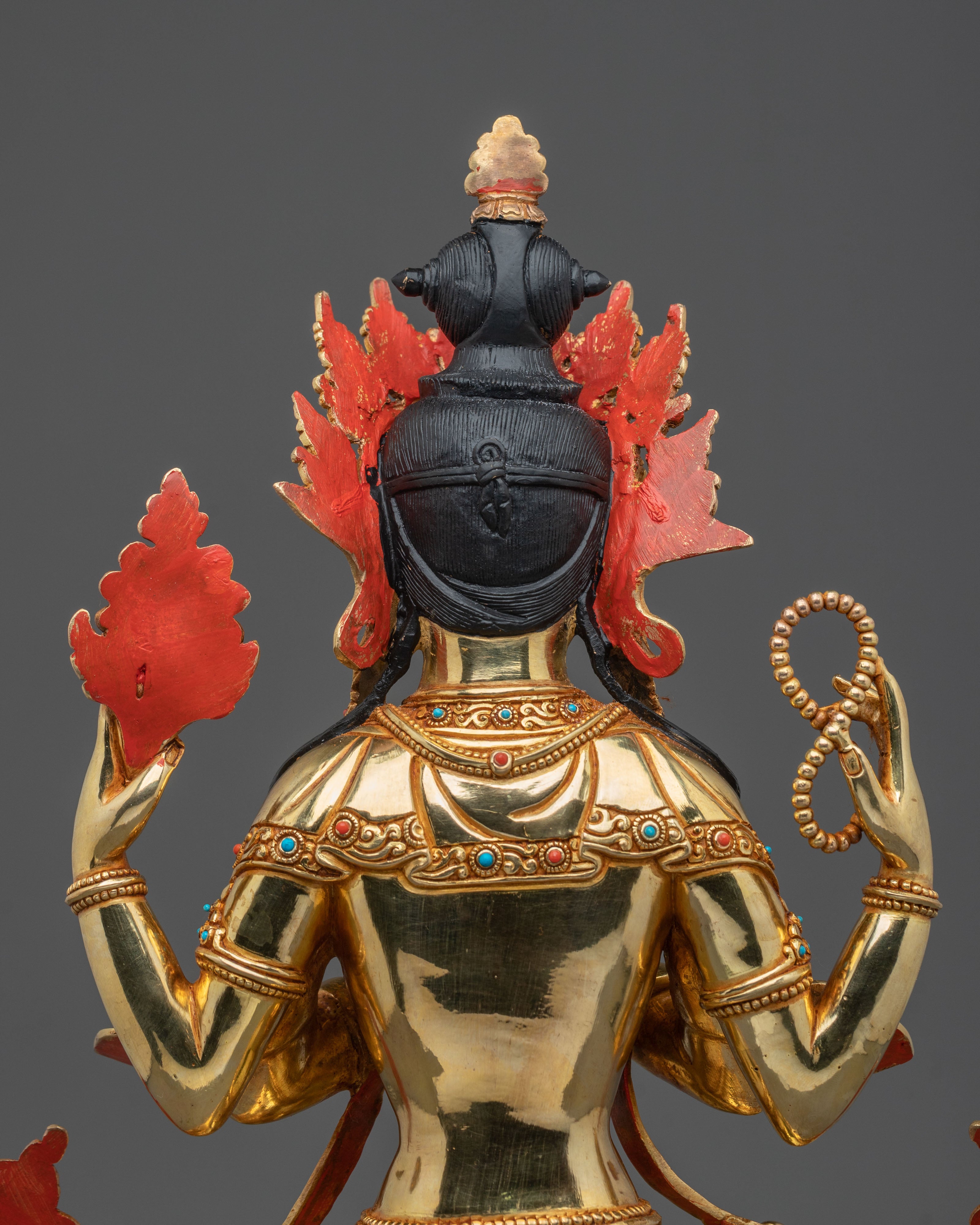 Four-Armed Chenrezig Sculpture | Handmade Copper Figurine