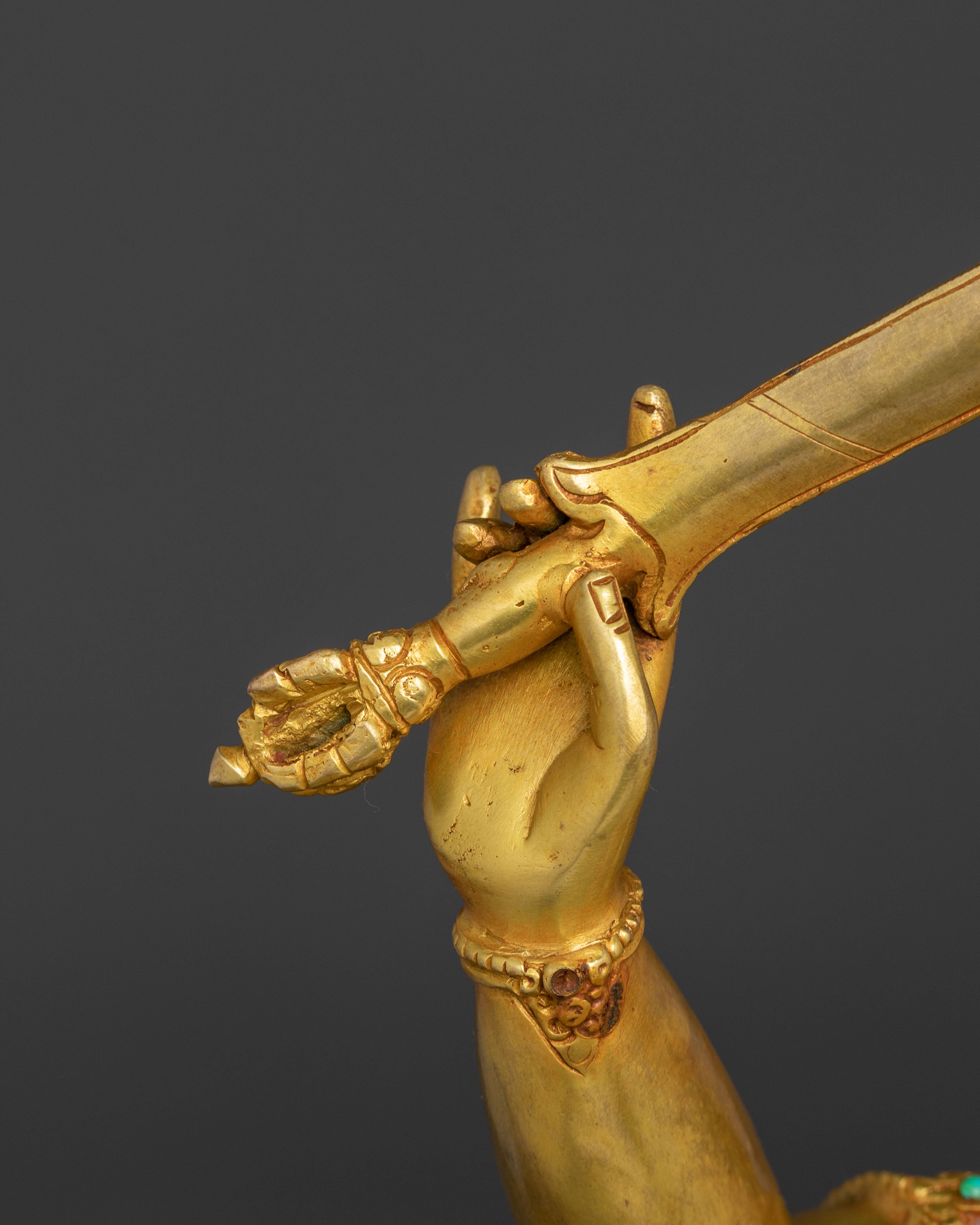Manjushri 24k Gold Gilded Statue | Wisdom Figure