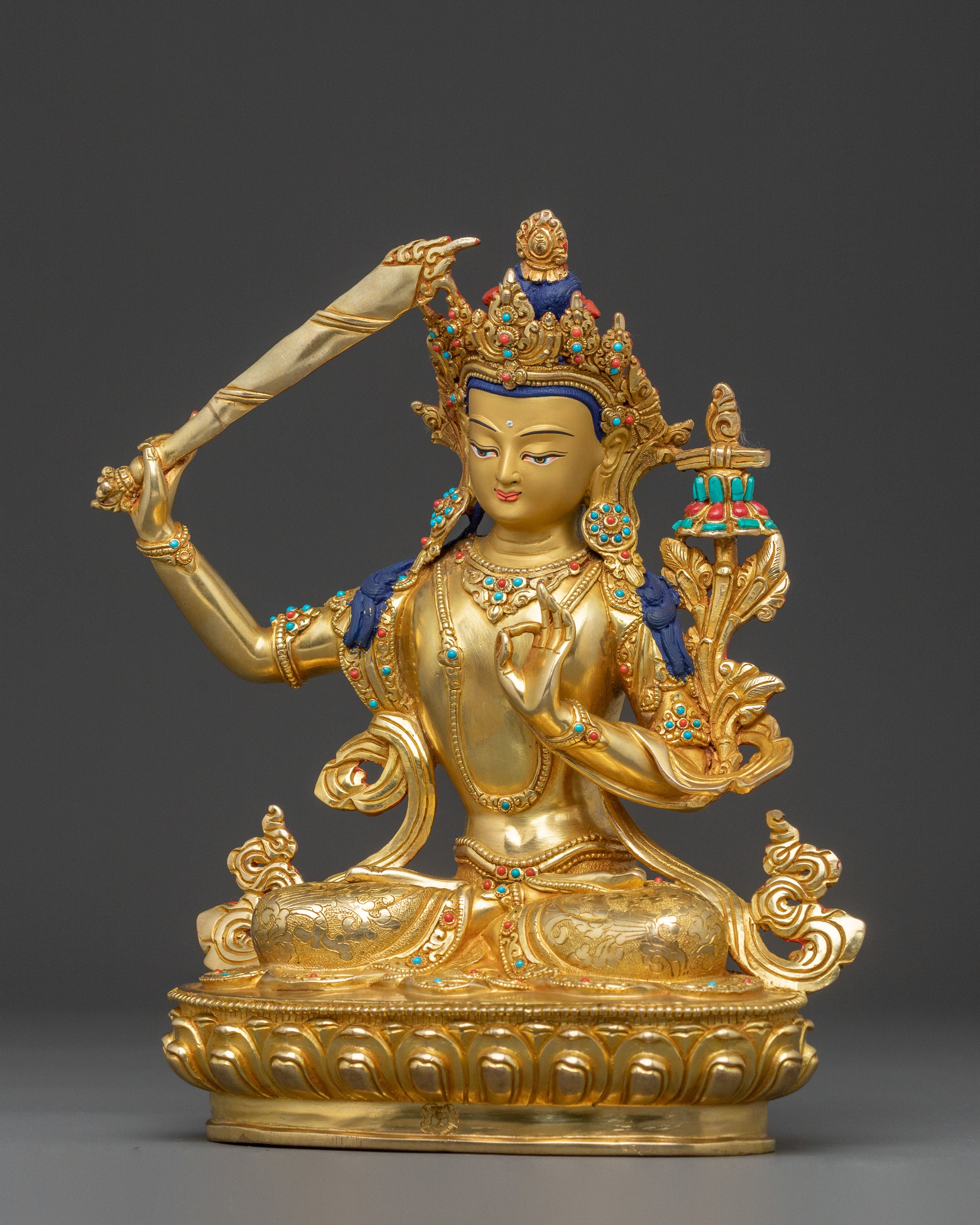 Manjushri Spiritual Statue: Gilded Wisdom