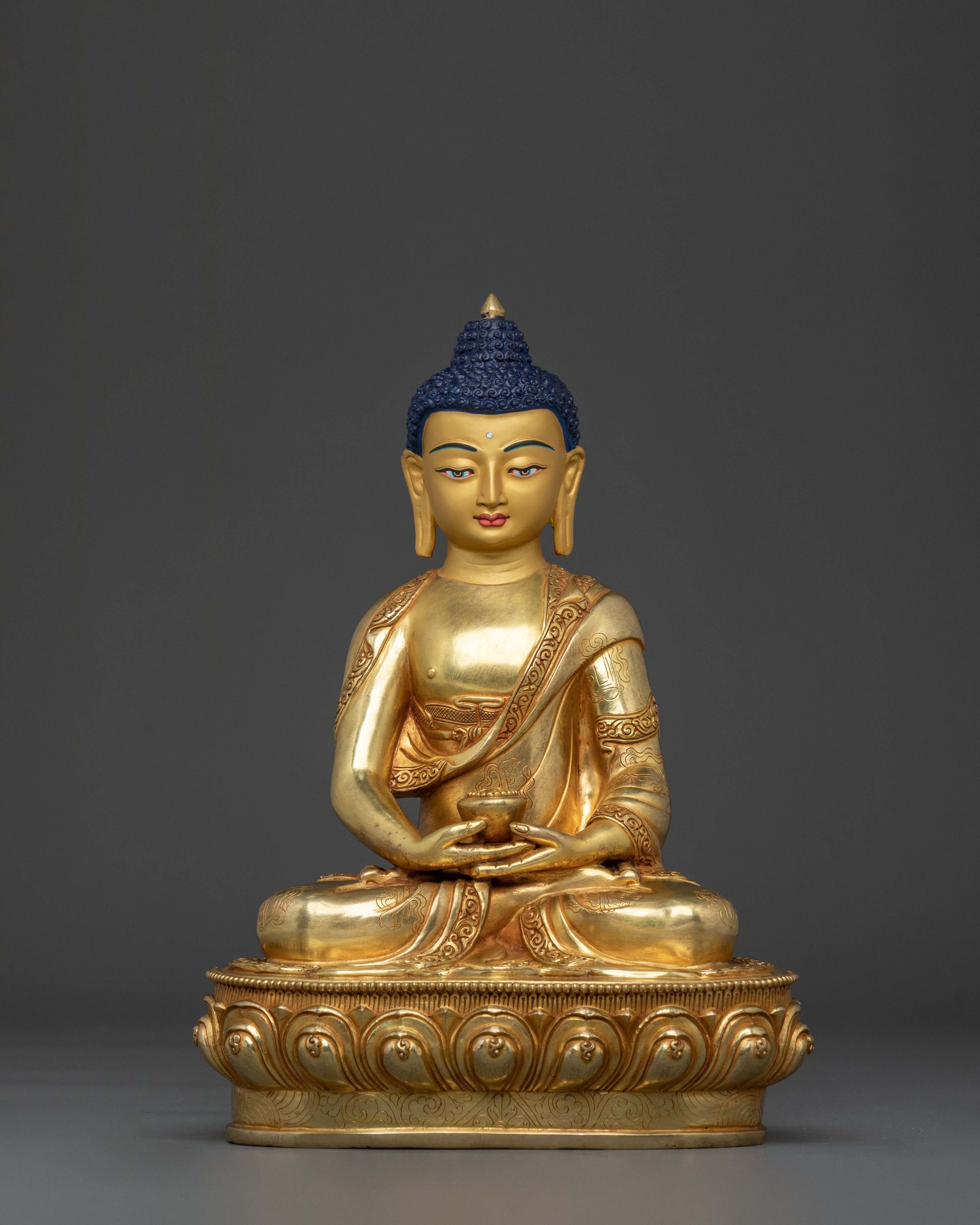 Amitabha Buddha Traditional Statue | 24K Gold Gilded Buddhist Sculpture