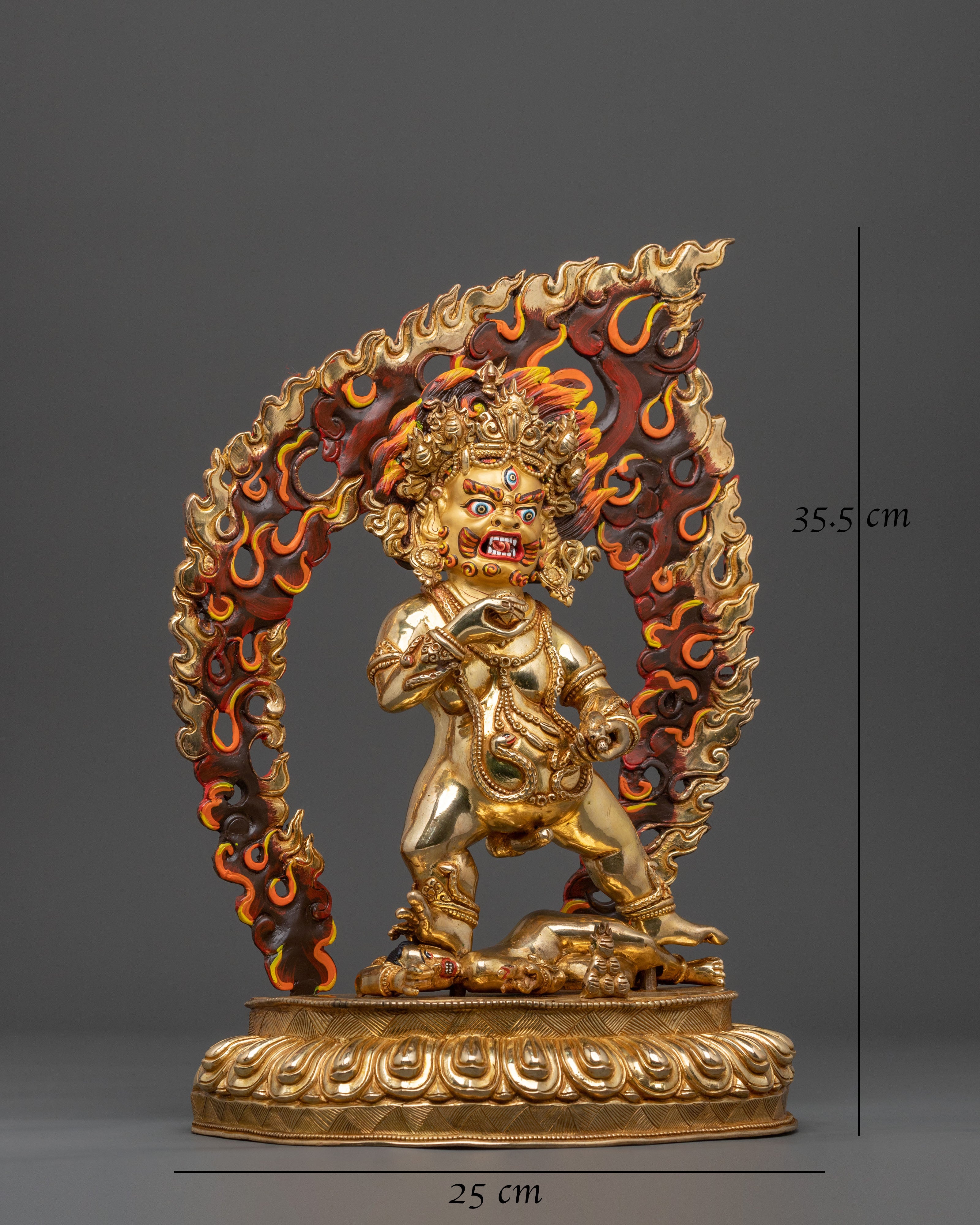 Black Dzambhala Fire Gold Gilded Statue | Wealth God