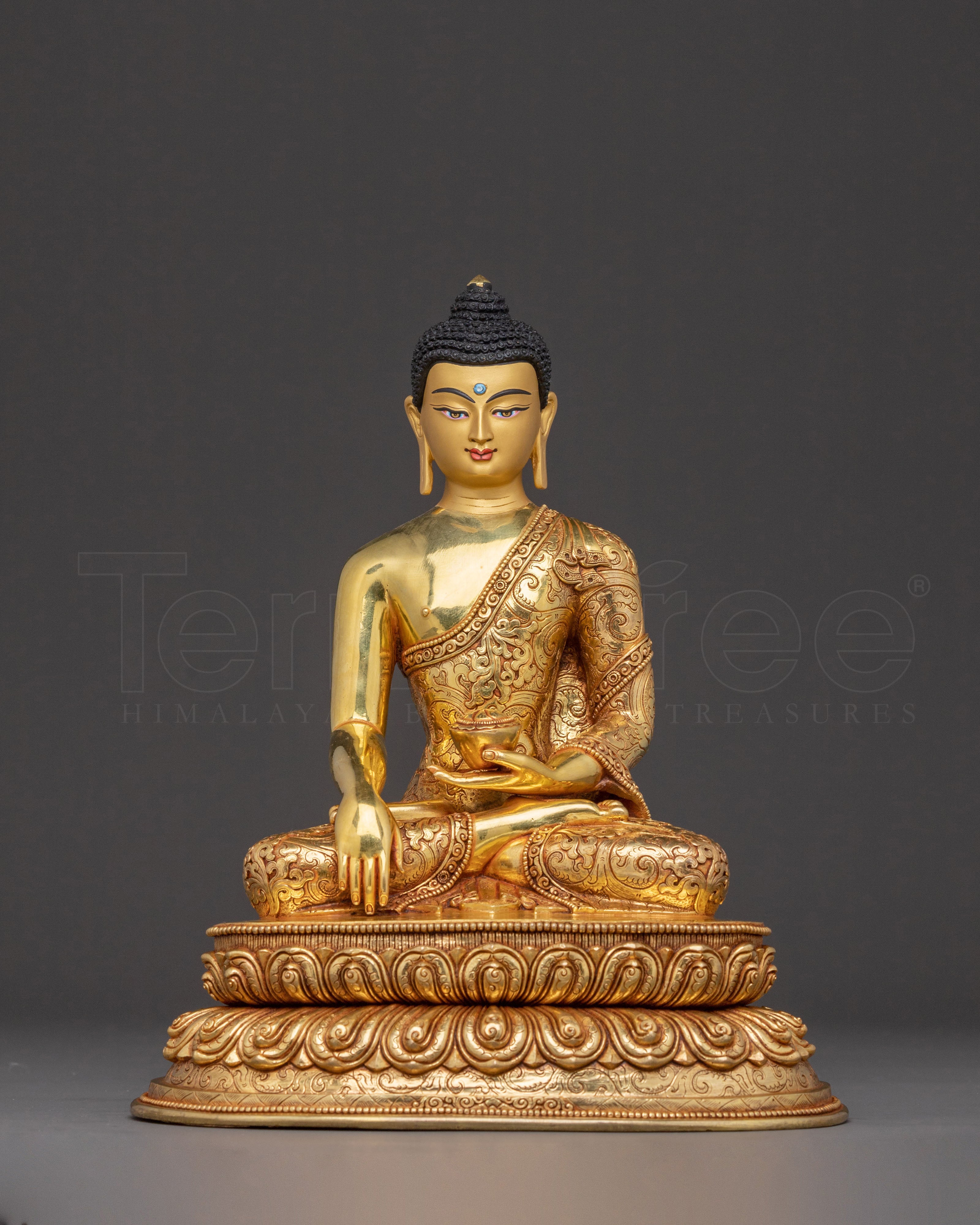 Shakyamuni Buddha Statue for Serenity Meditating - Exquisite 24K Gold Gilded