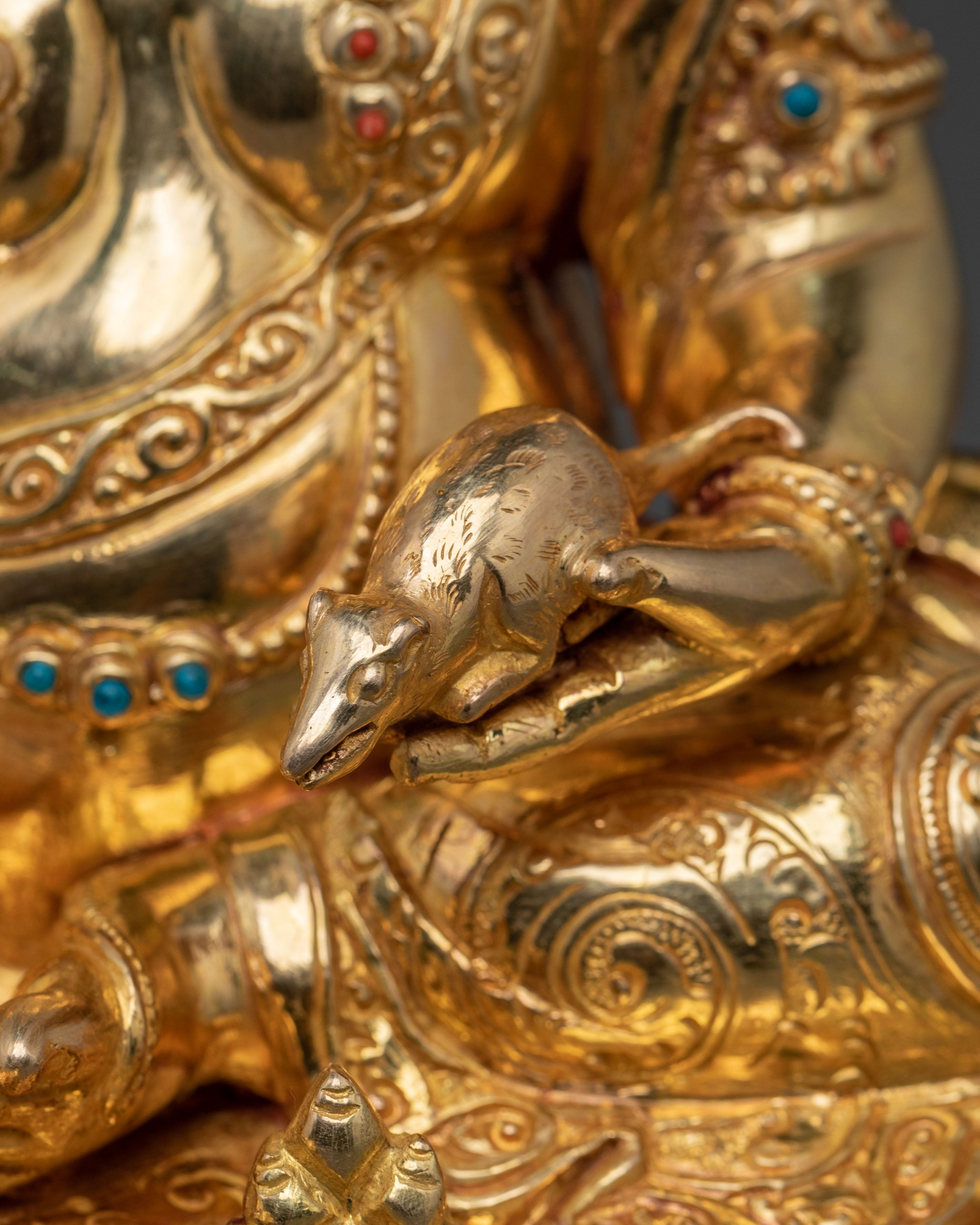Dzambhala 24K Gold Gilded Statue: Himalayan Handcrafted Rupa