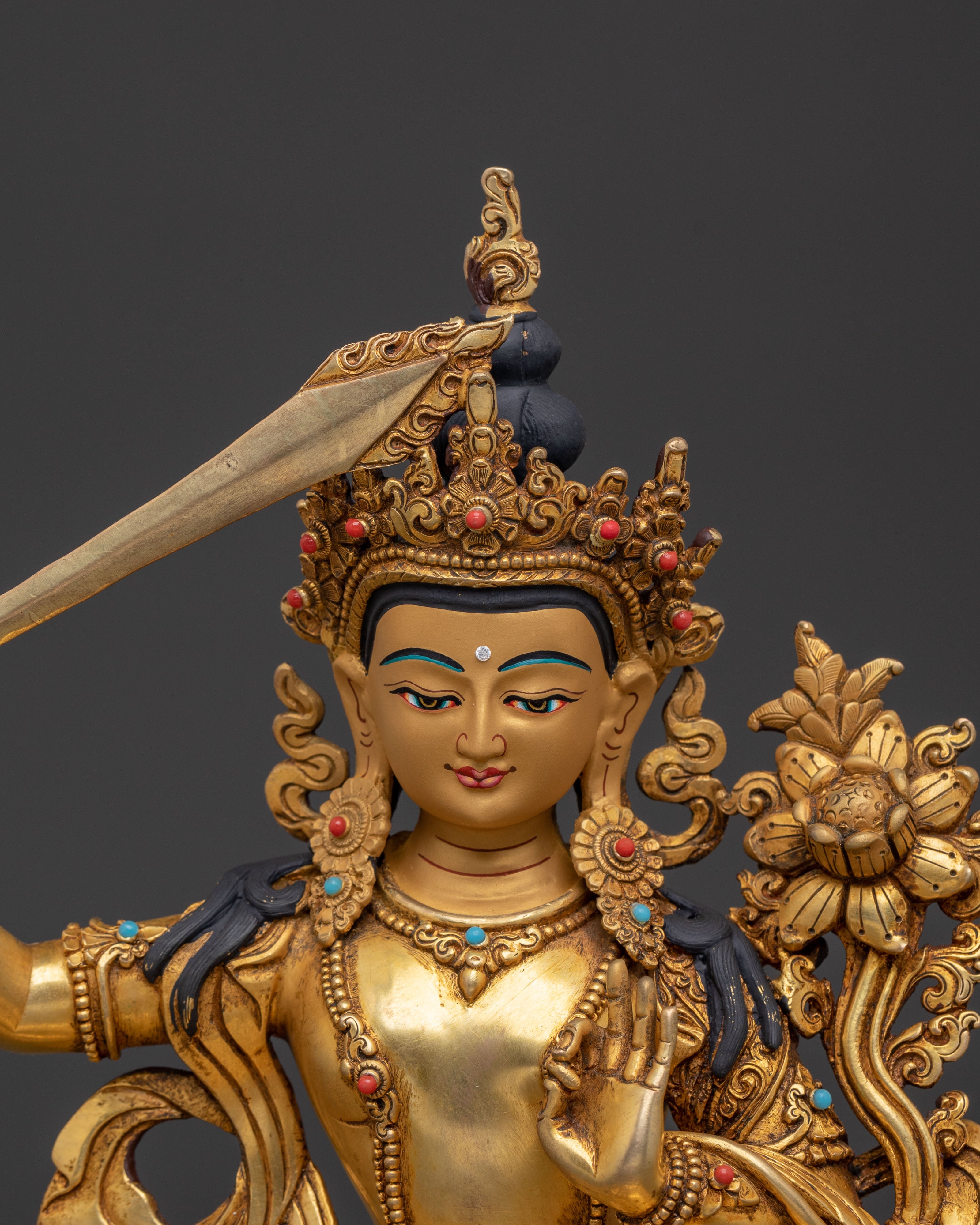 24K Gold Gilded Six Bodhisattva Spiritual Statue Set