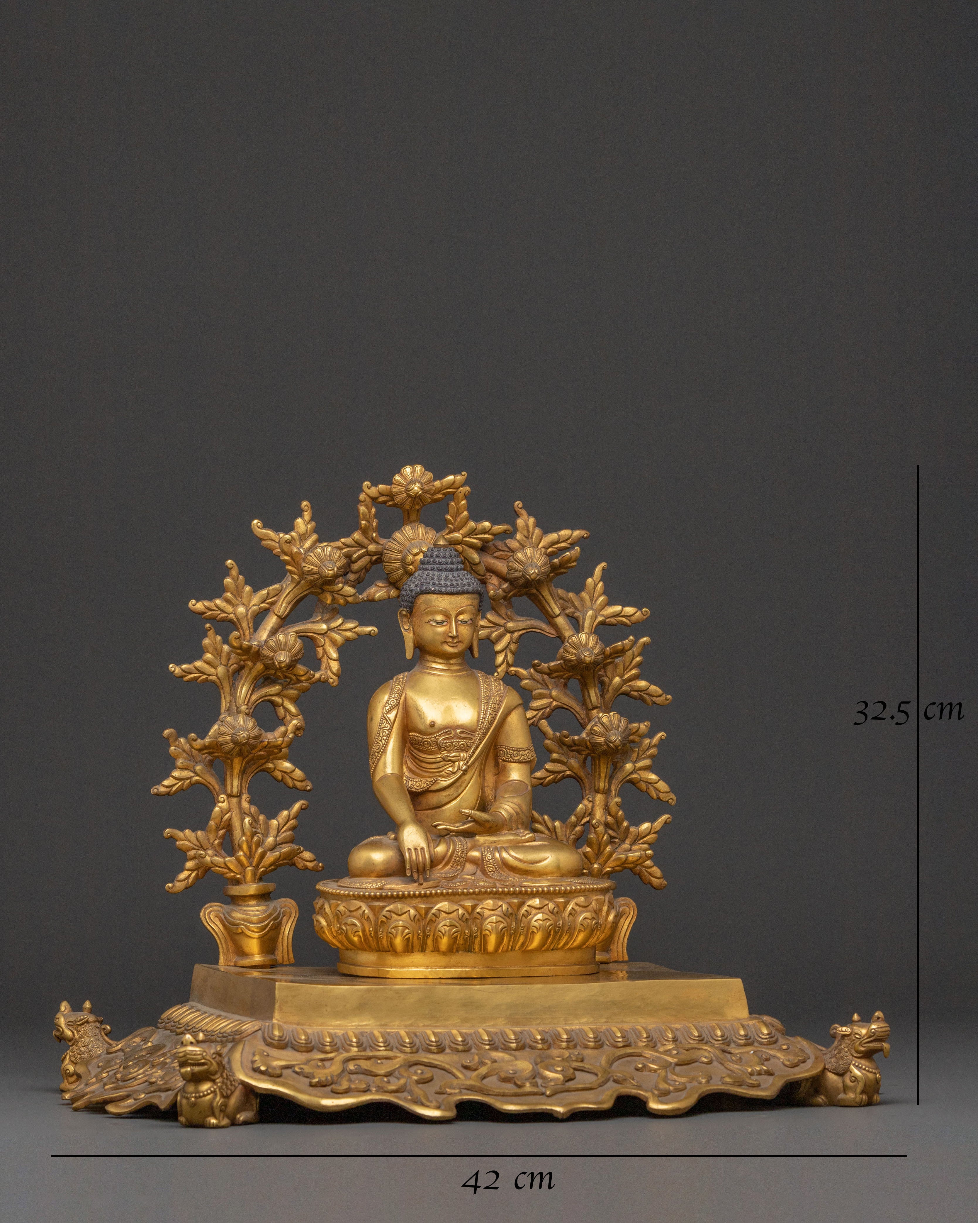 Shakyamuni Buddha Statue on Throne | Spiritual Figure