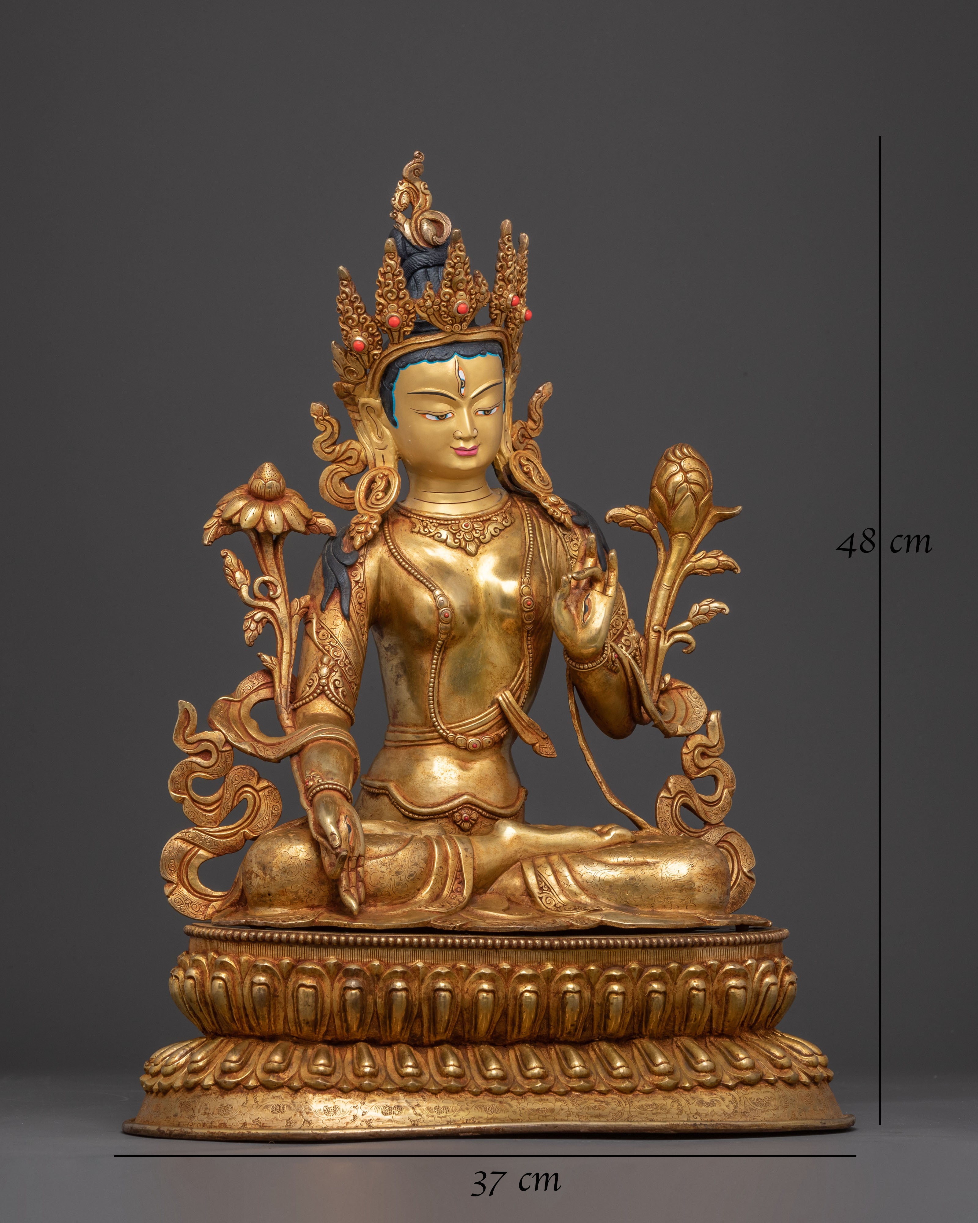 Handcrafted White Tara Blessing Statue – Radiant Copper Artistry