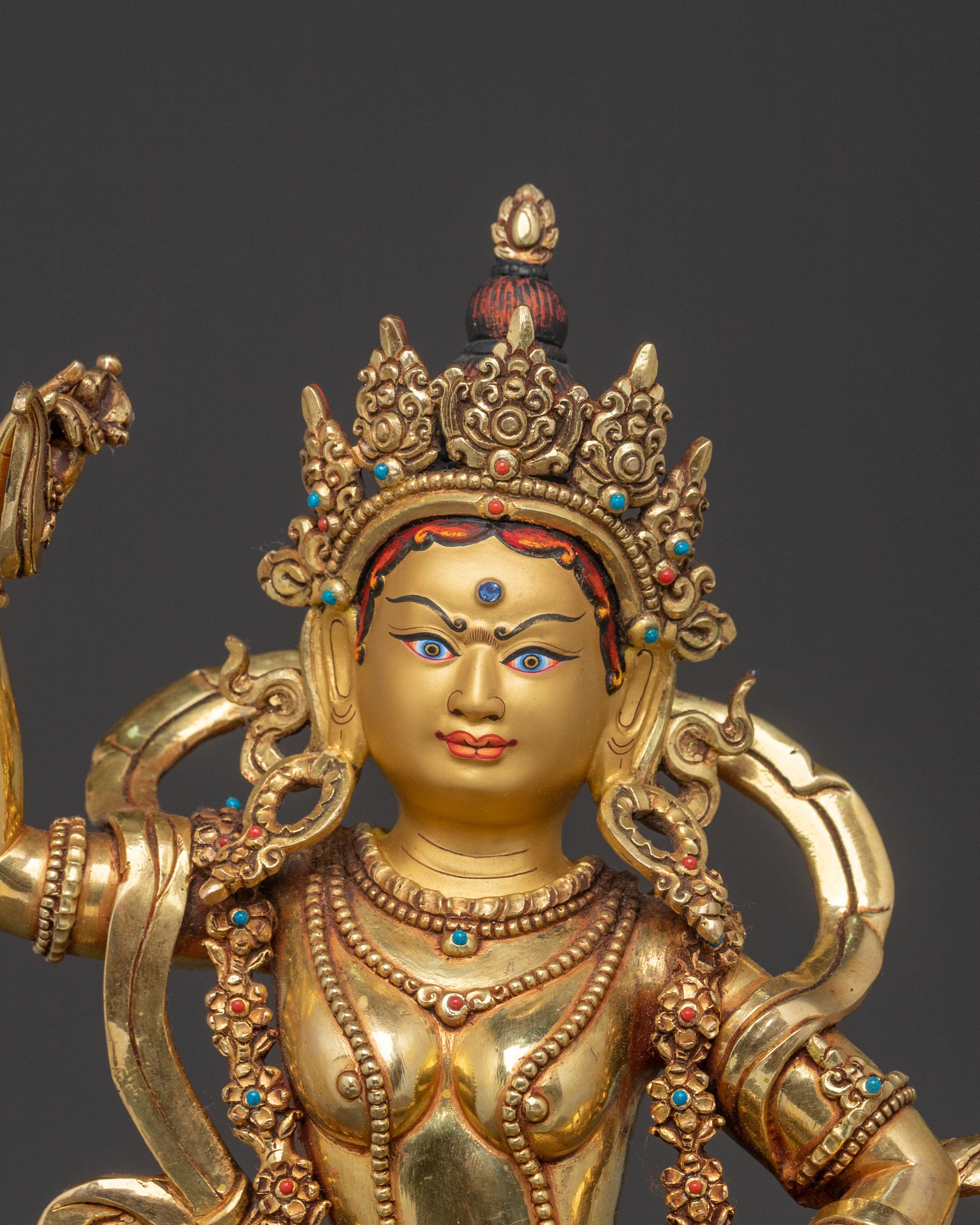 Yeshe Tsogyal 24k Gold Gilded Statue | Home Decor