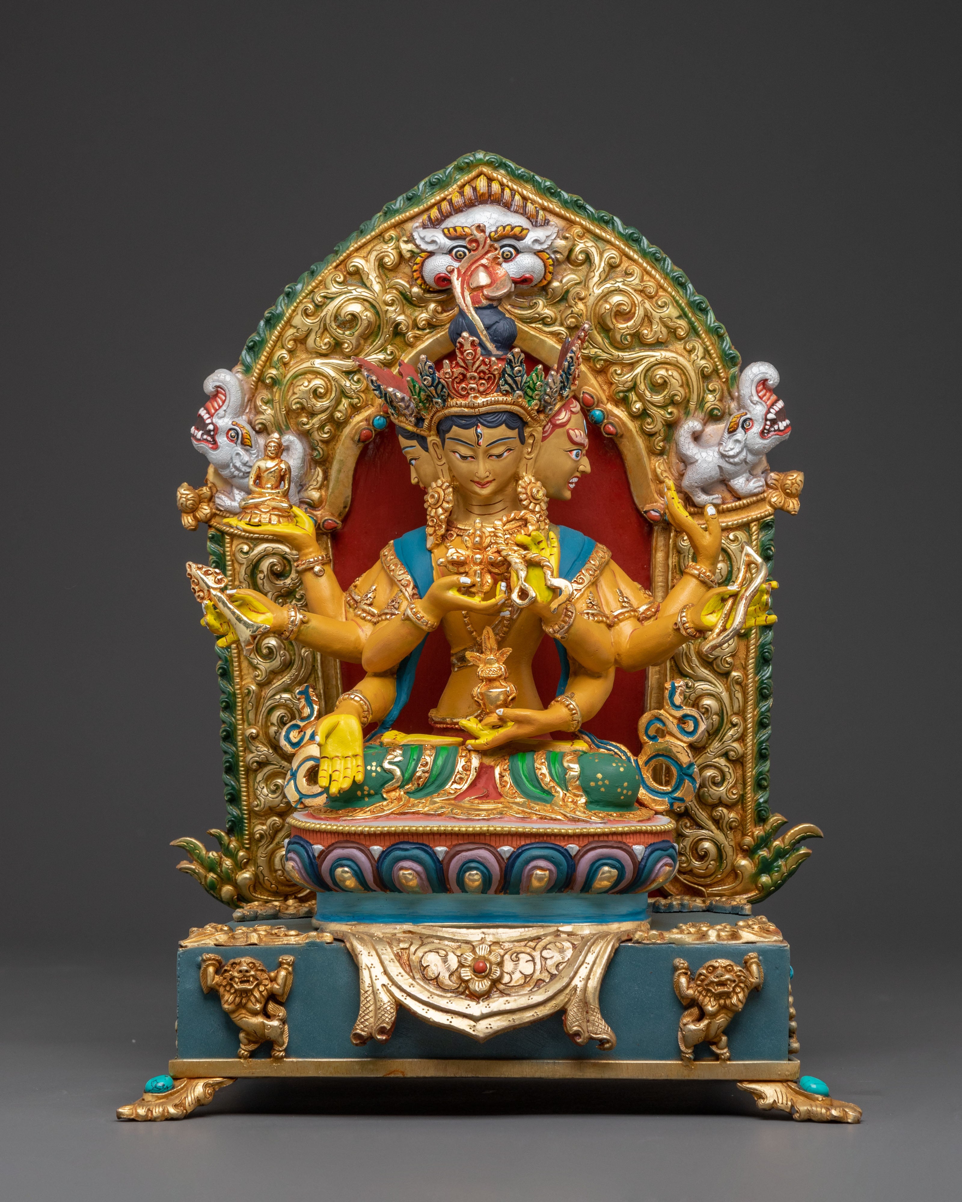 Handcrafted Namgyalma Statue on Throne: Divine Elegance