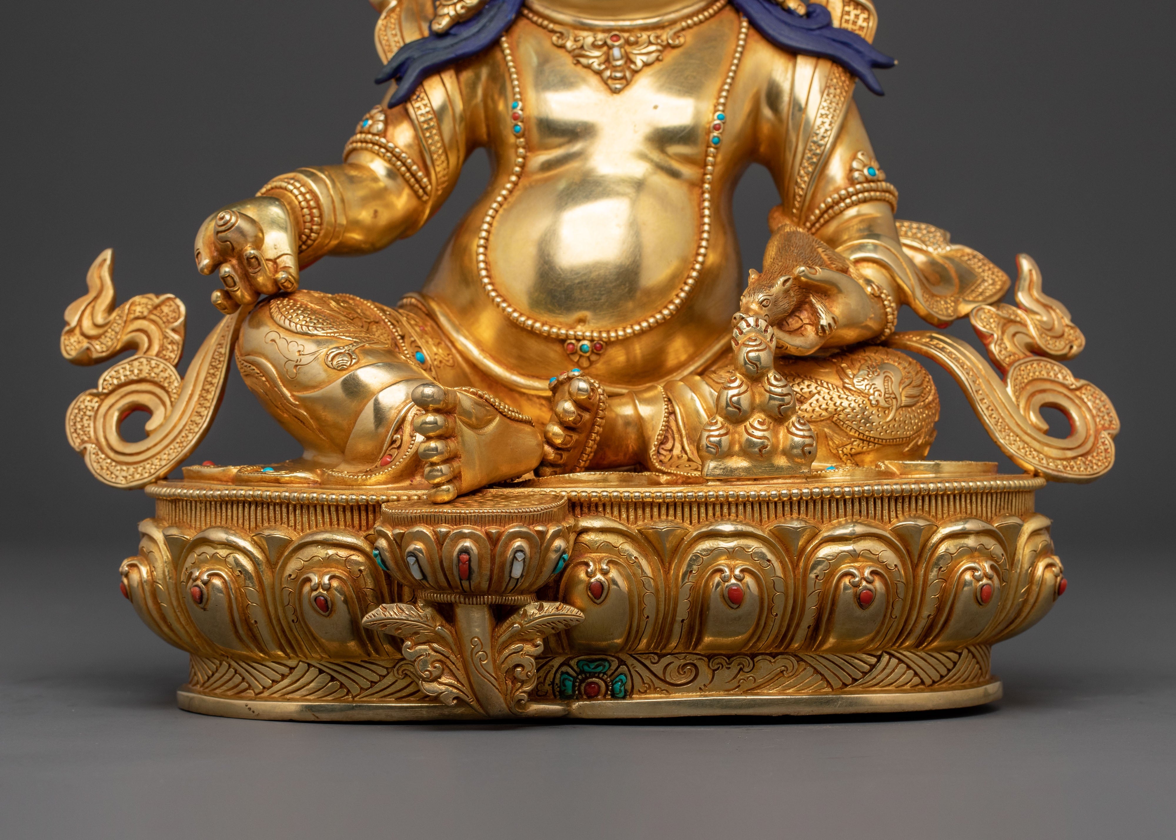 Dzambhala 24K Gold Gilded Statue | Wealth Deity