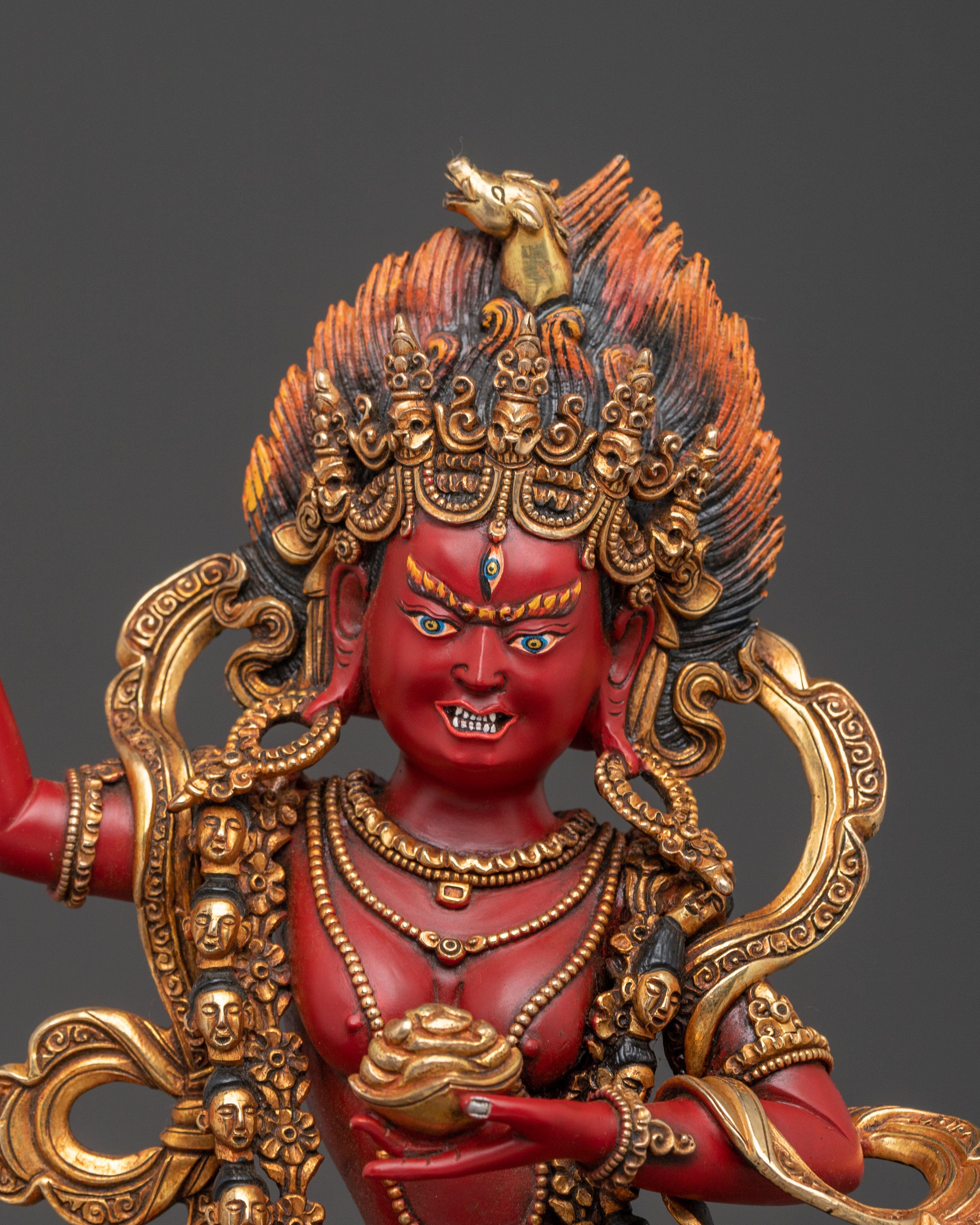 Buddhist Deity Dorje Phagmo Statue | Radiant 24K Gold Gilded Statue