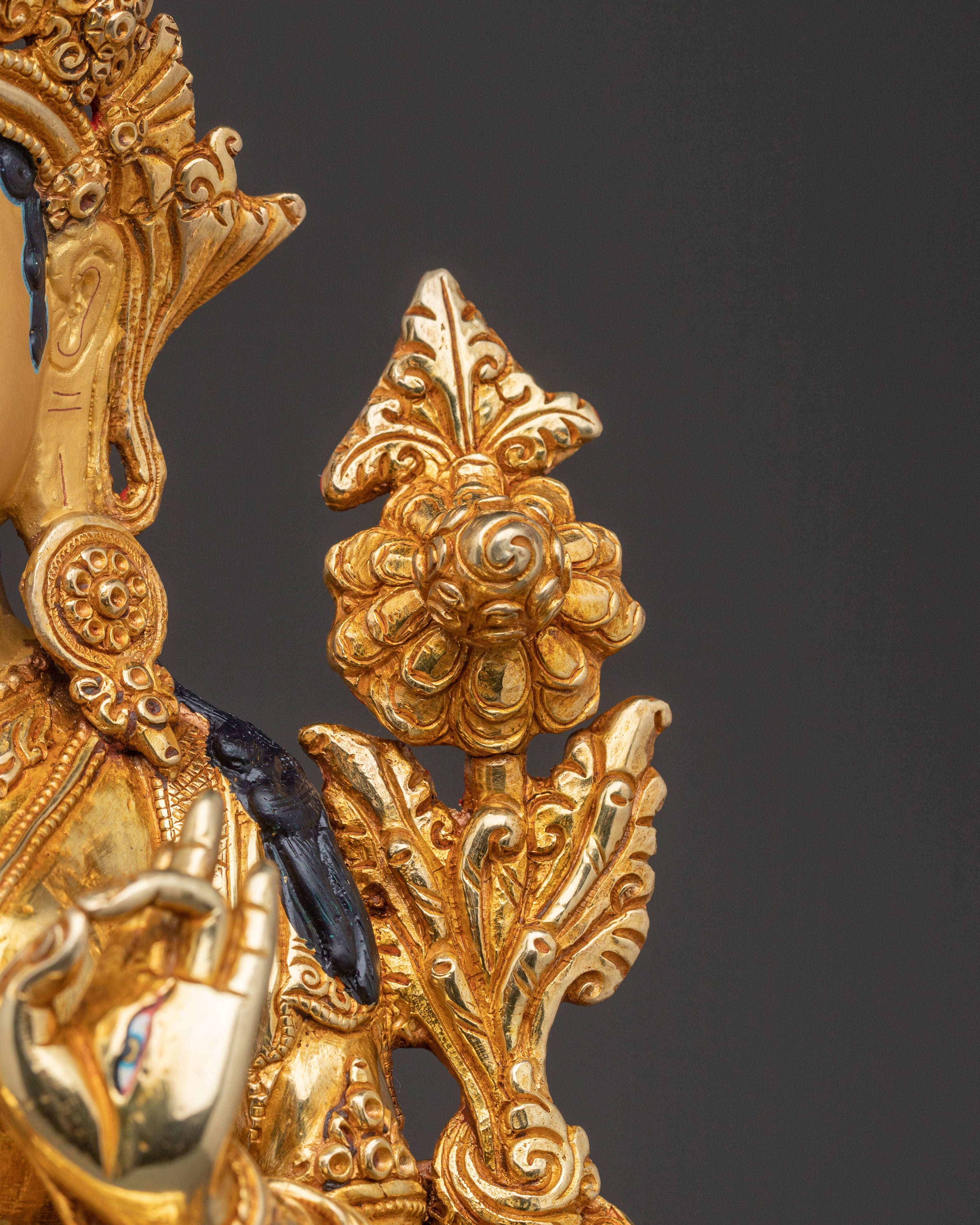 White Tara Healing Statue – Serene Gilded Copper