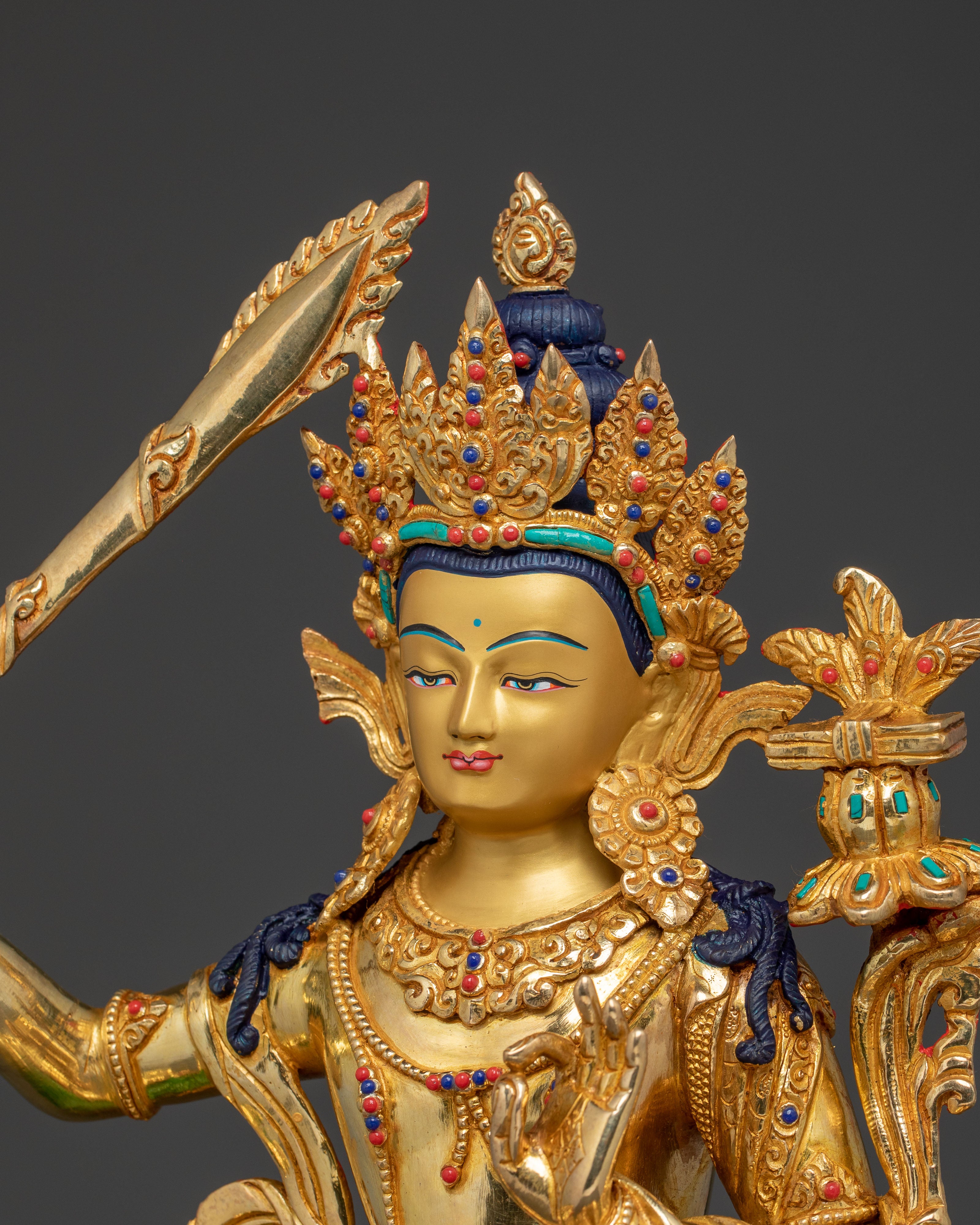 Samantabhadra Blessing Statue: Exquisite 24K Gold Gilded Form