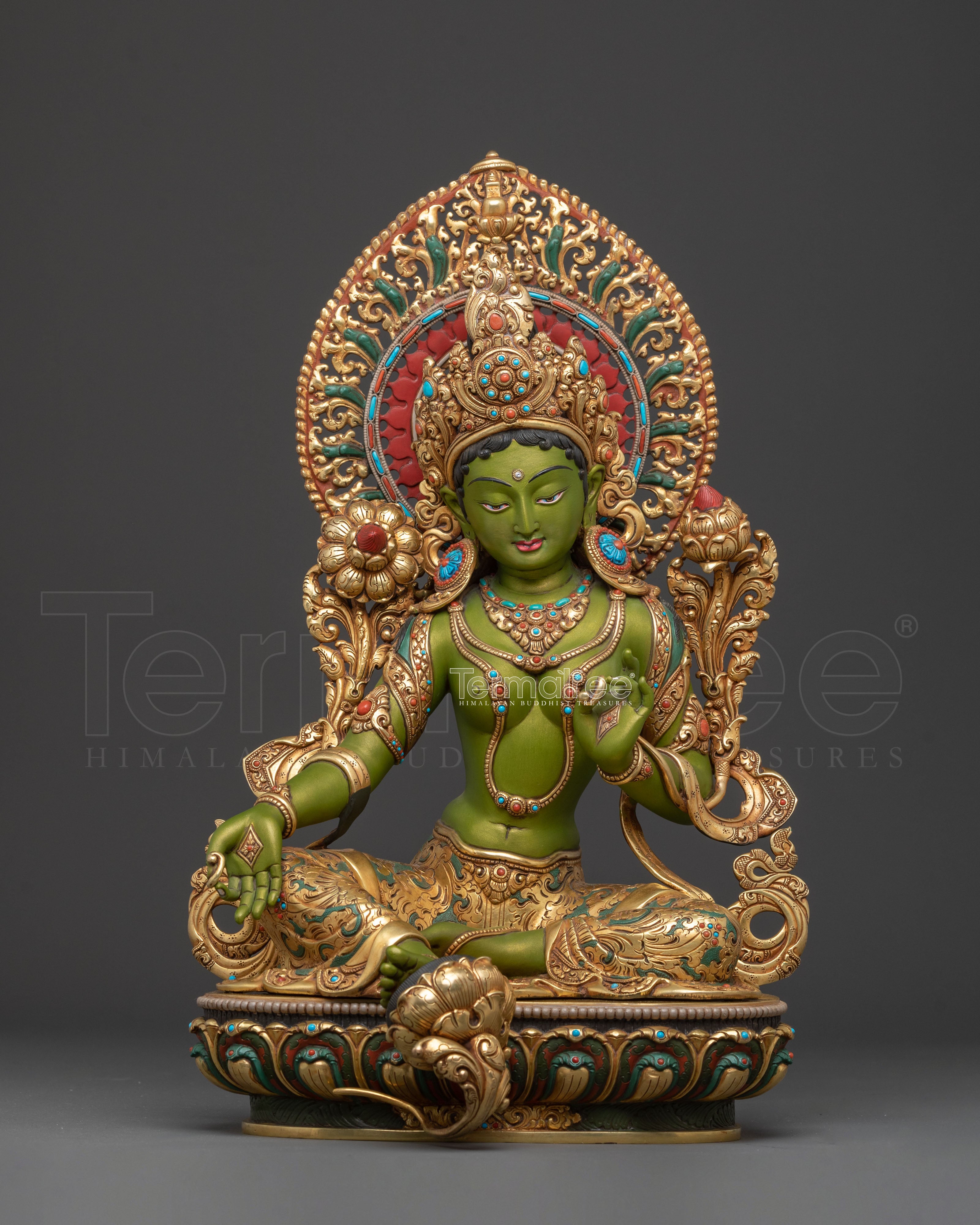 Buddhist Green Tara Compassion Statue | Meditation Altar Decor