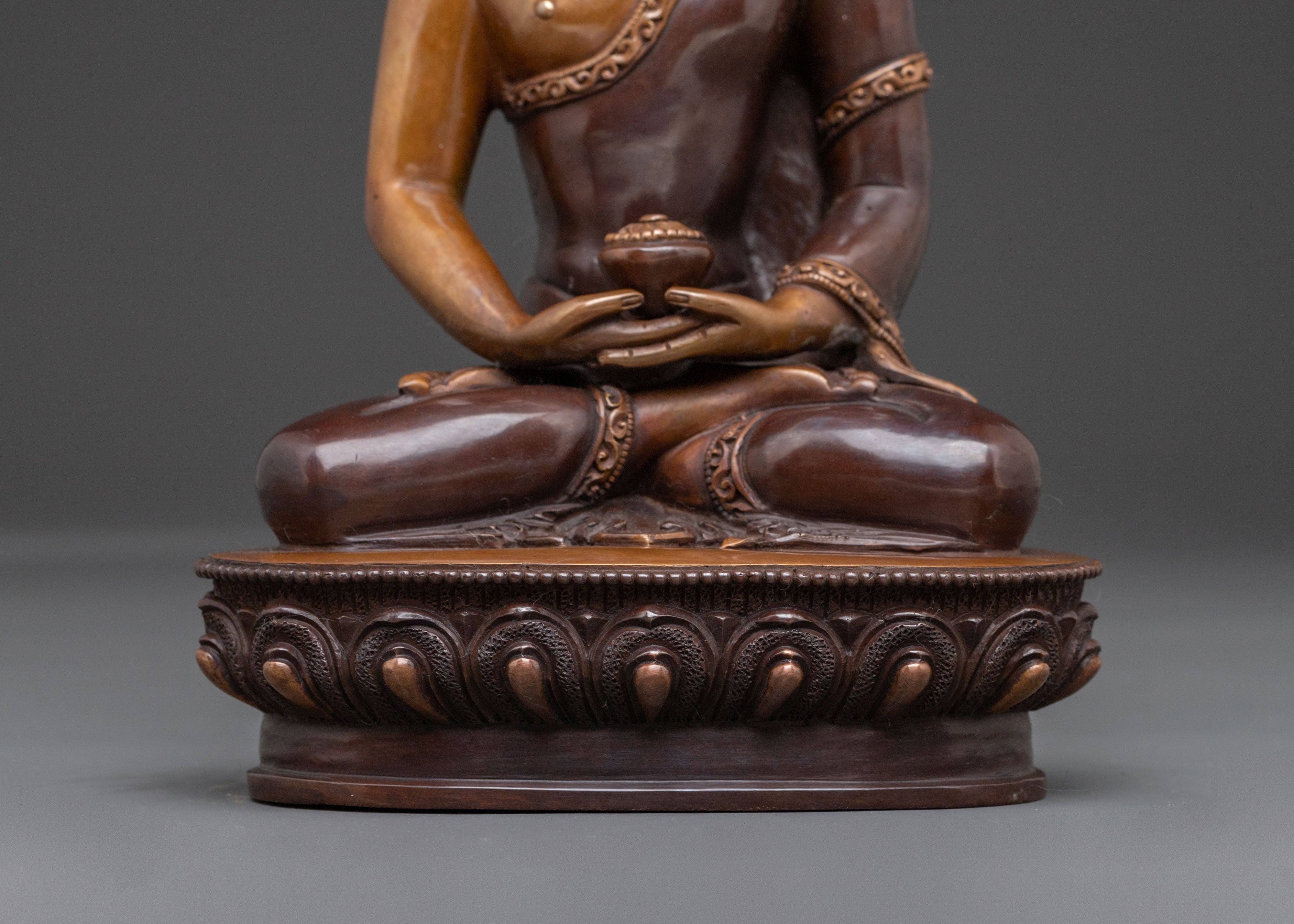 Amitabha Buddha Shrine Statue: Oxidized Copper Serenity