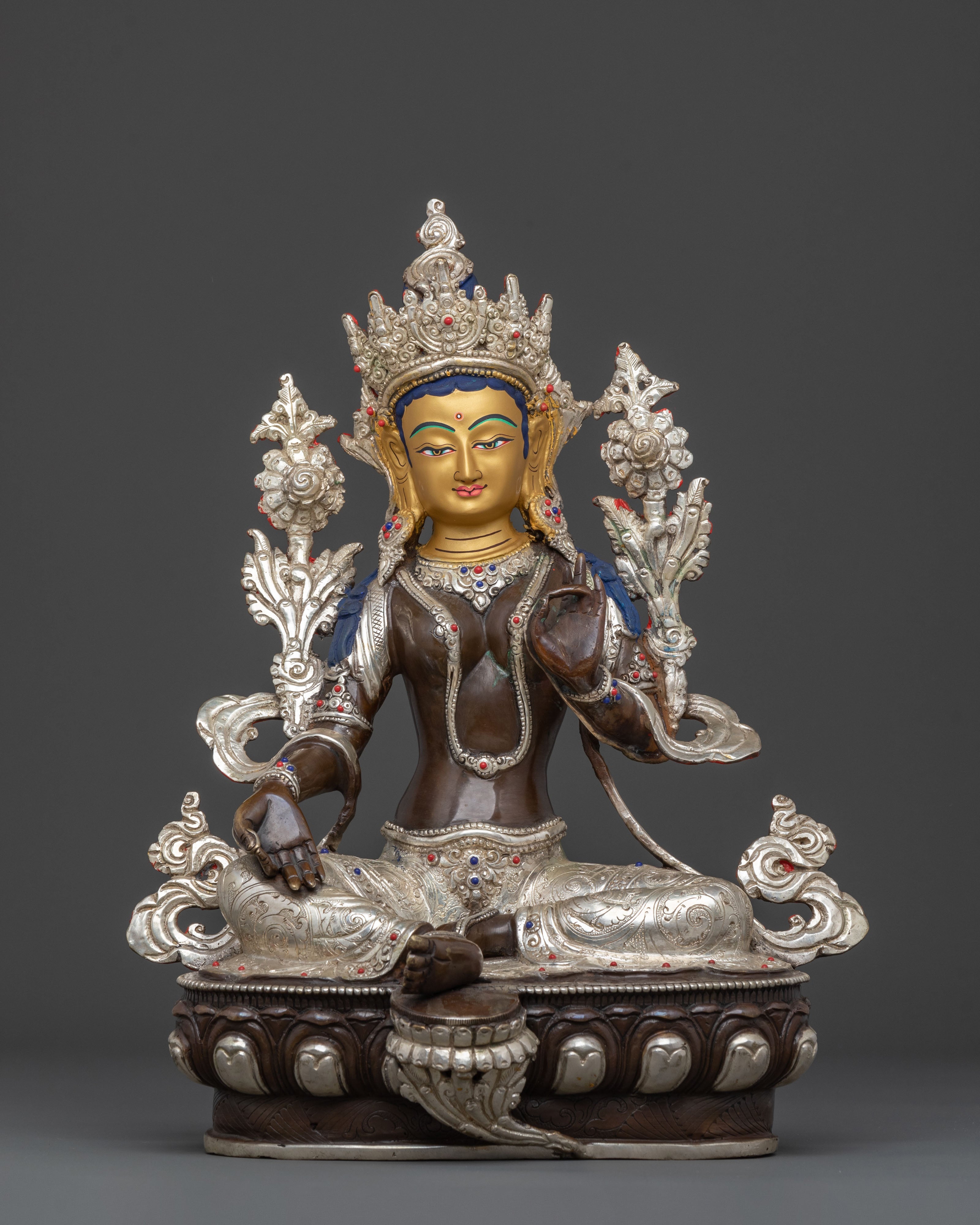 Green Tara Oxidized Copper Statue