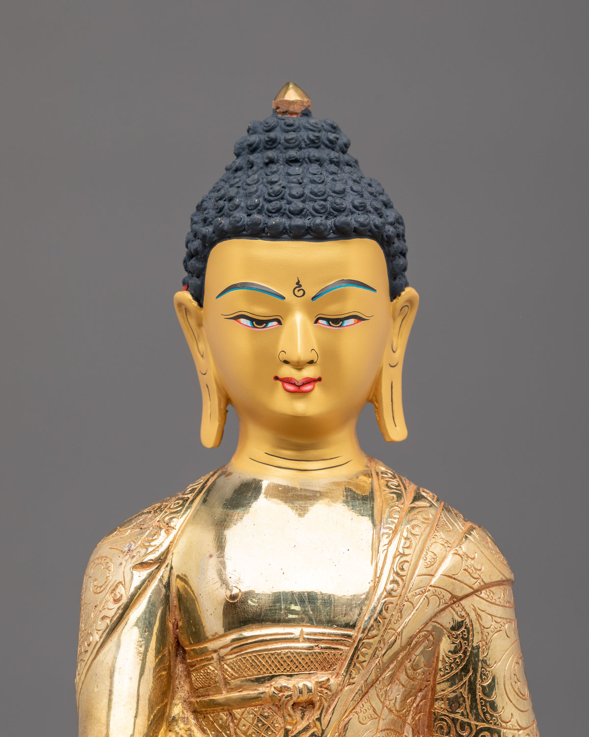 Hand Carved Shakyamuni Buddha Statue with Copper Body
