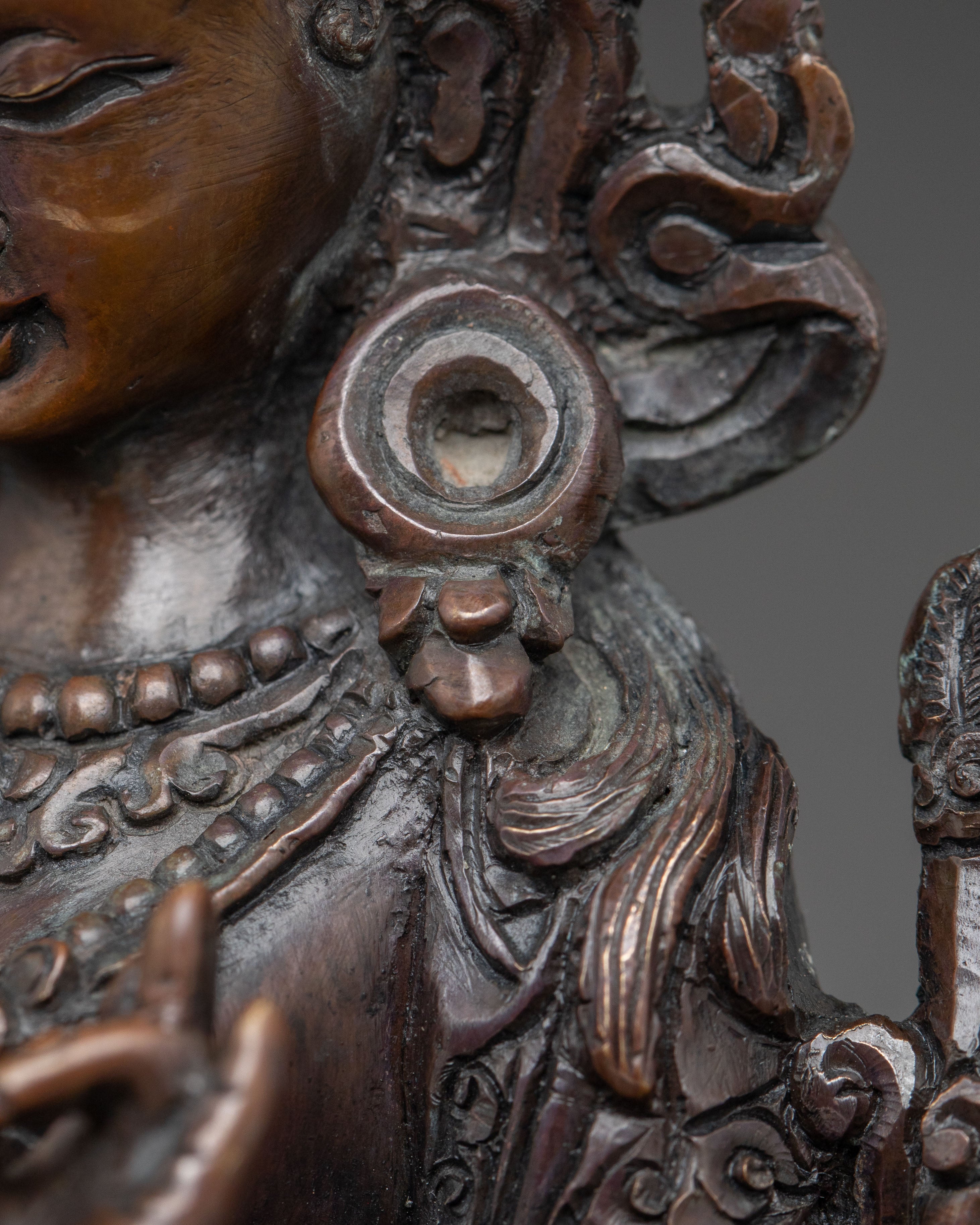 Mother Green Tara Blessing Statue - Oxidized Copper