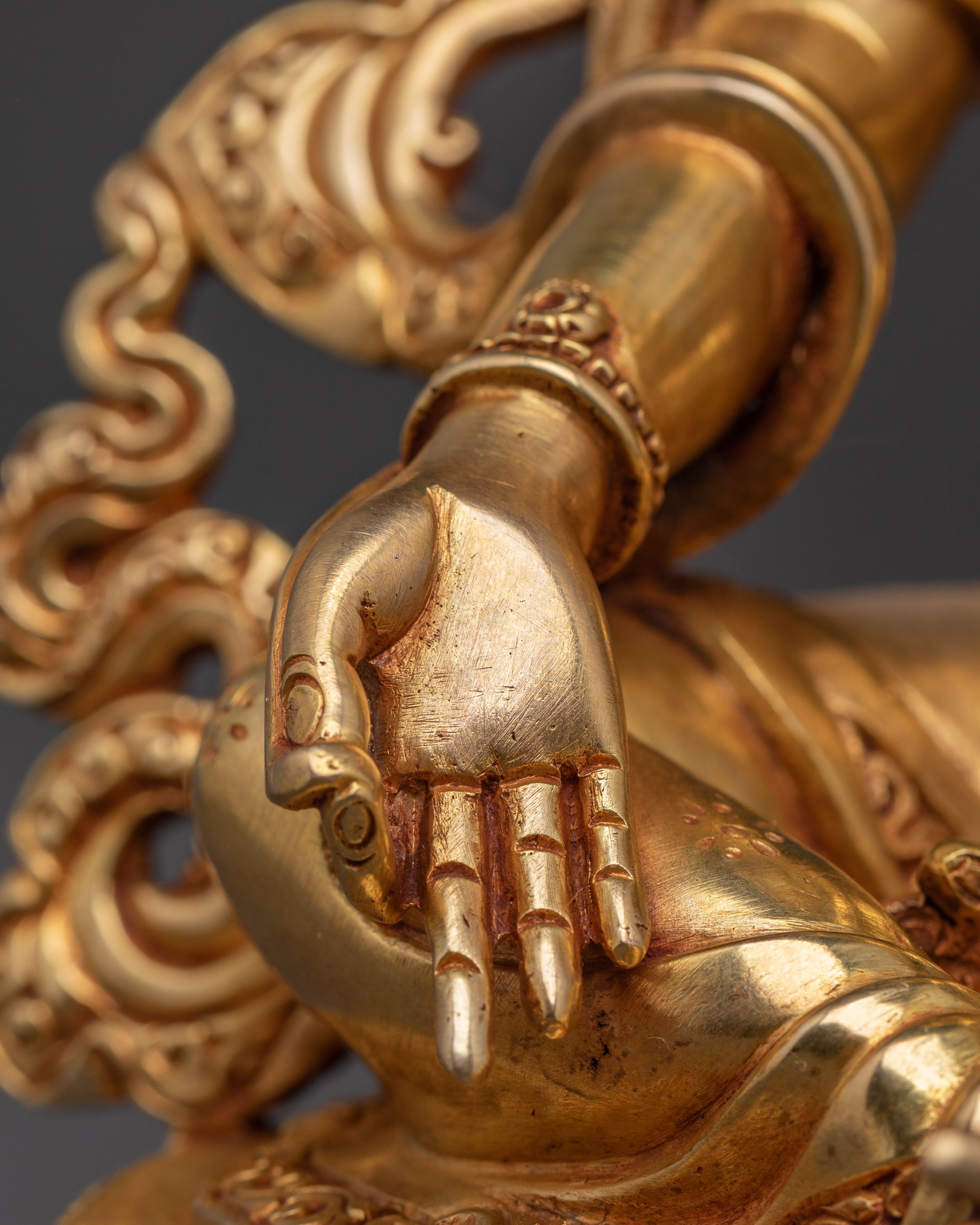 Handcrafted Green Tara Golden Statue of Protection