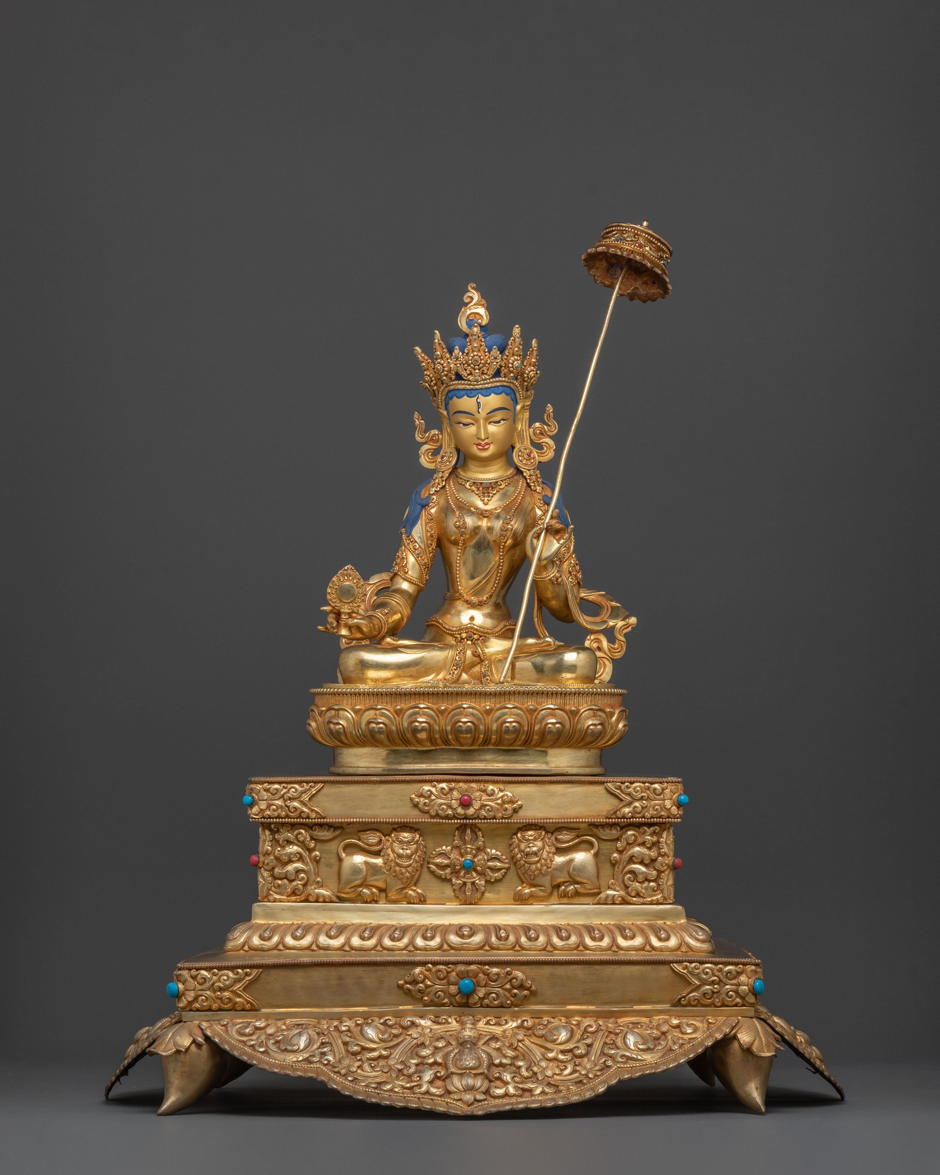 Dukar Statue on Throne | White Umbrella Goddess of Supreme Protection
