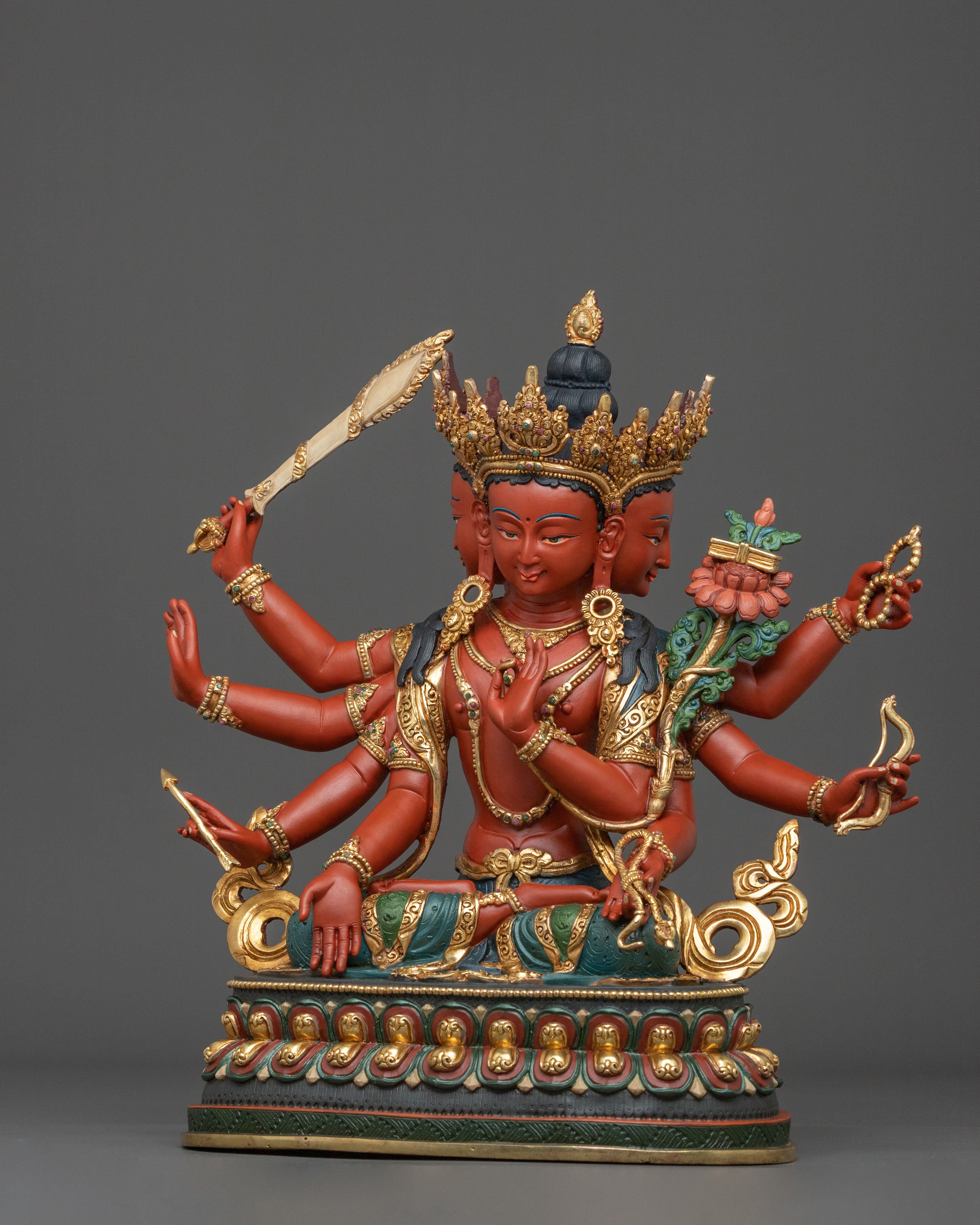 Maha Manjushri Copper Statue | Meditation Altar Decor