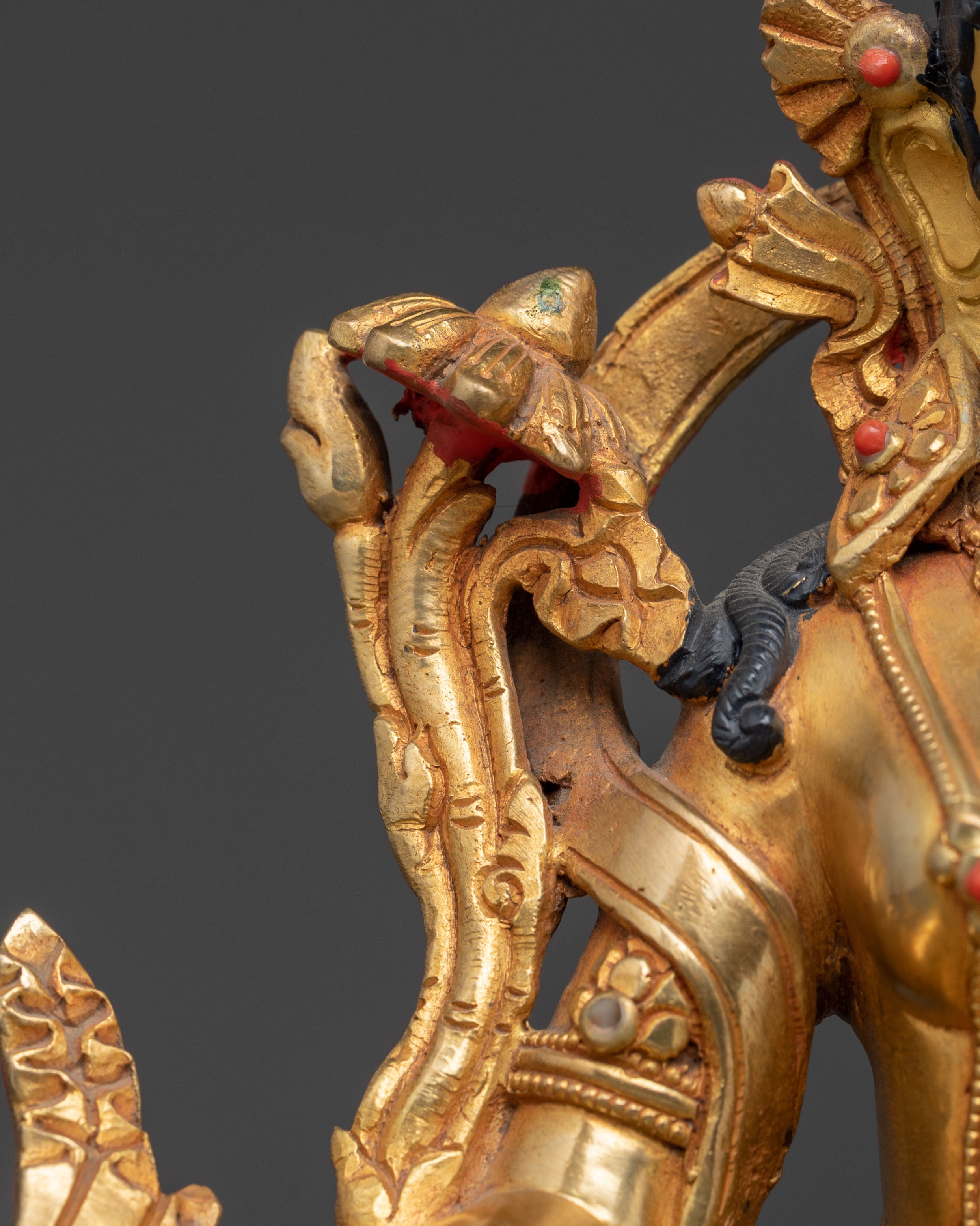 Green Tara 24K Gold Gilded Statue for Rituals