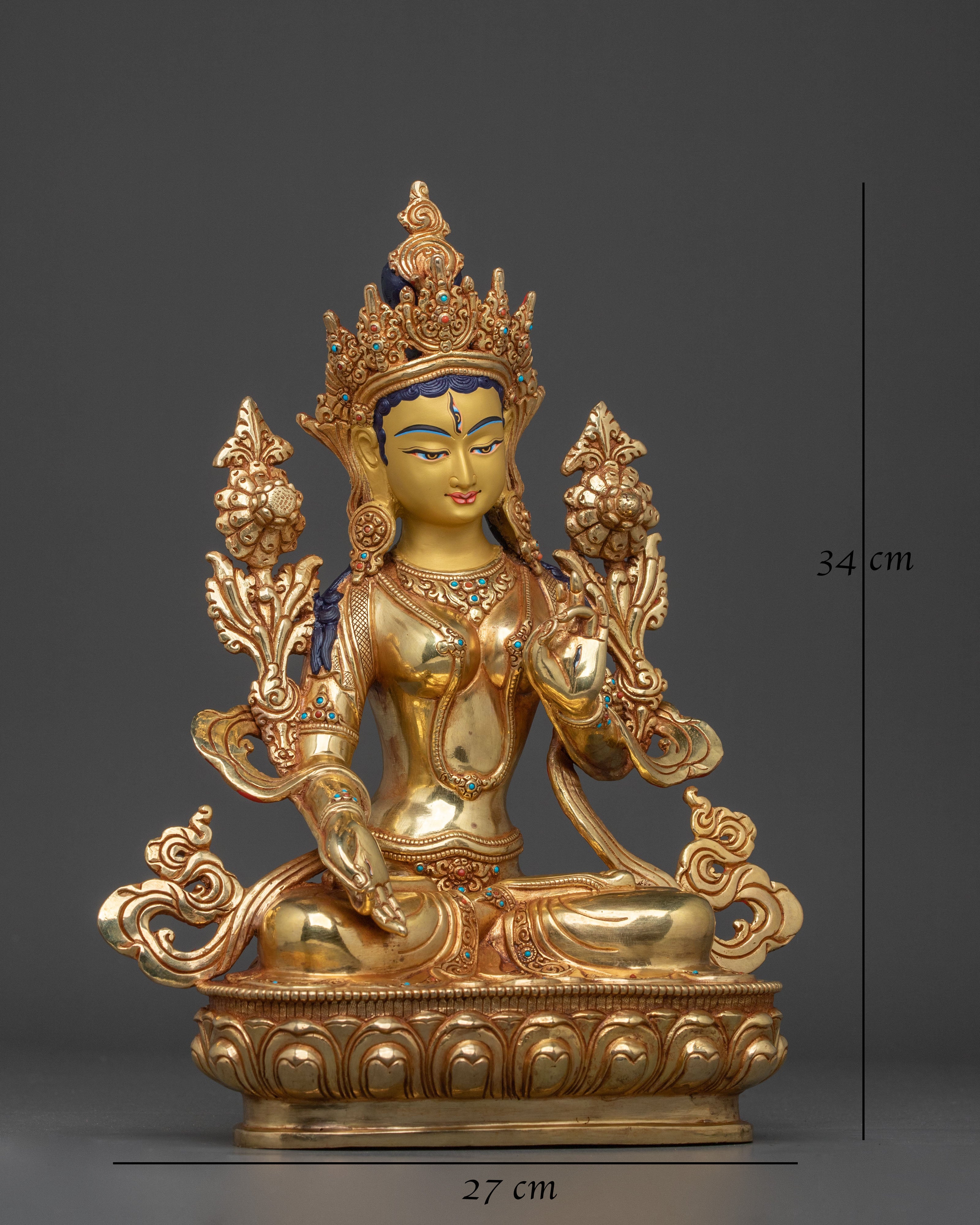 Handmade White Tara Goddess Sculpture | Meditation Altar Decor