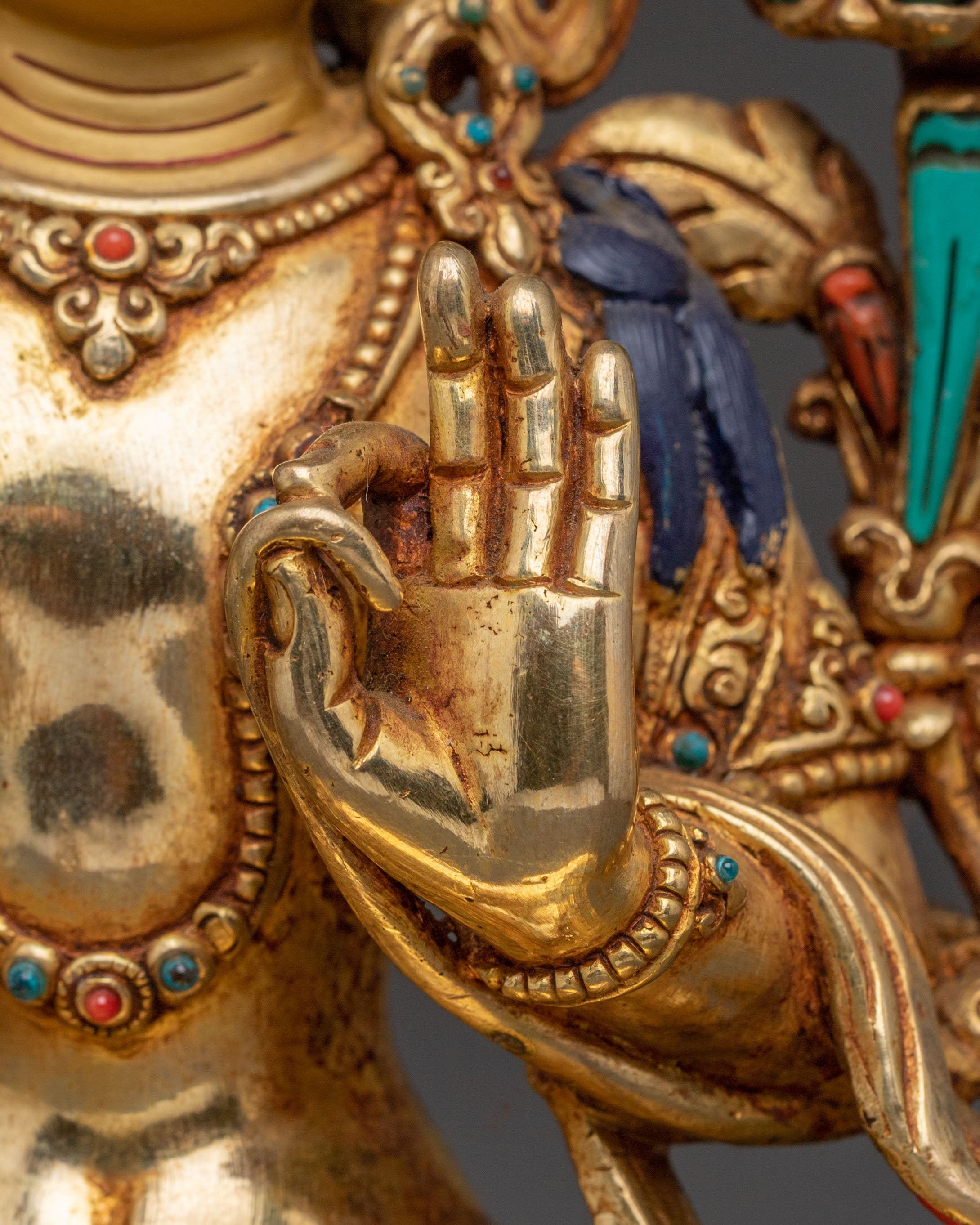 Tibetan Manjushri Wisdom Deity Statue | 24K Gold Gilded Statue