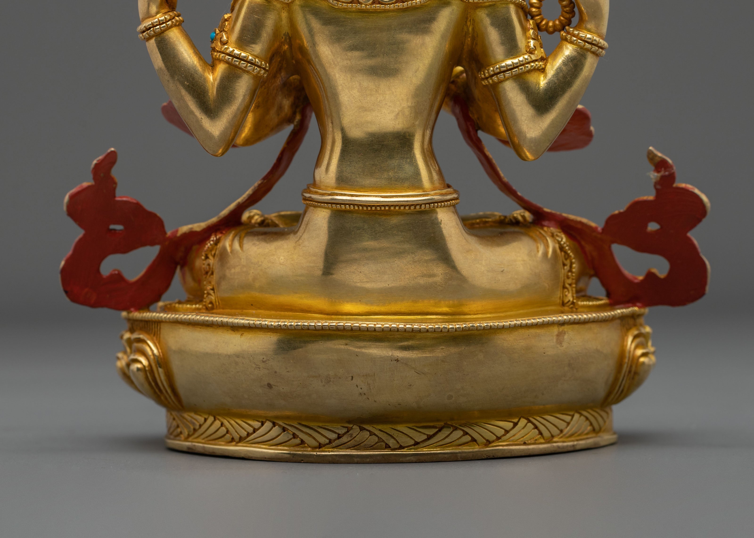 Hand Carved Four Armed Chenrezig Spiritual Sculpture