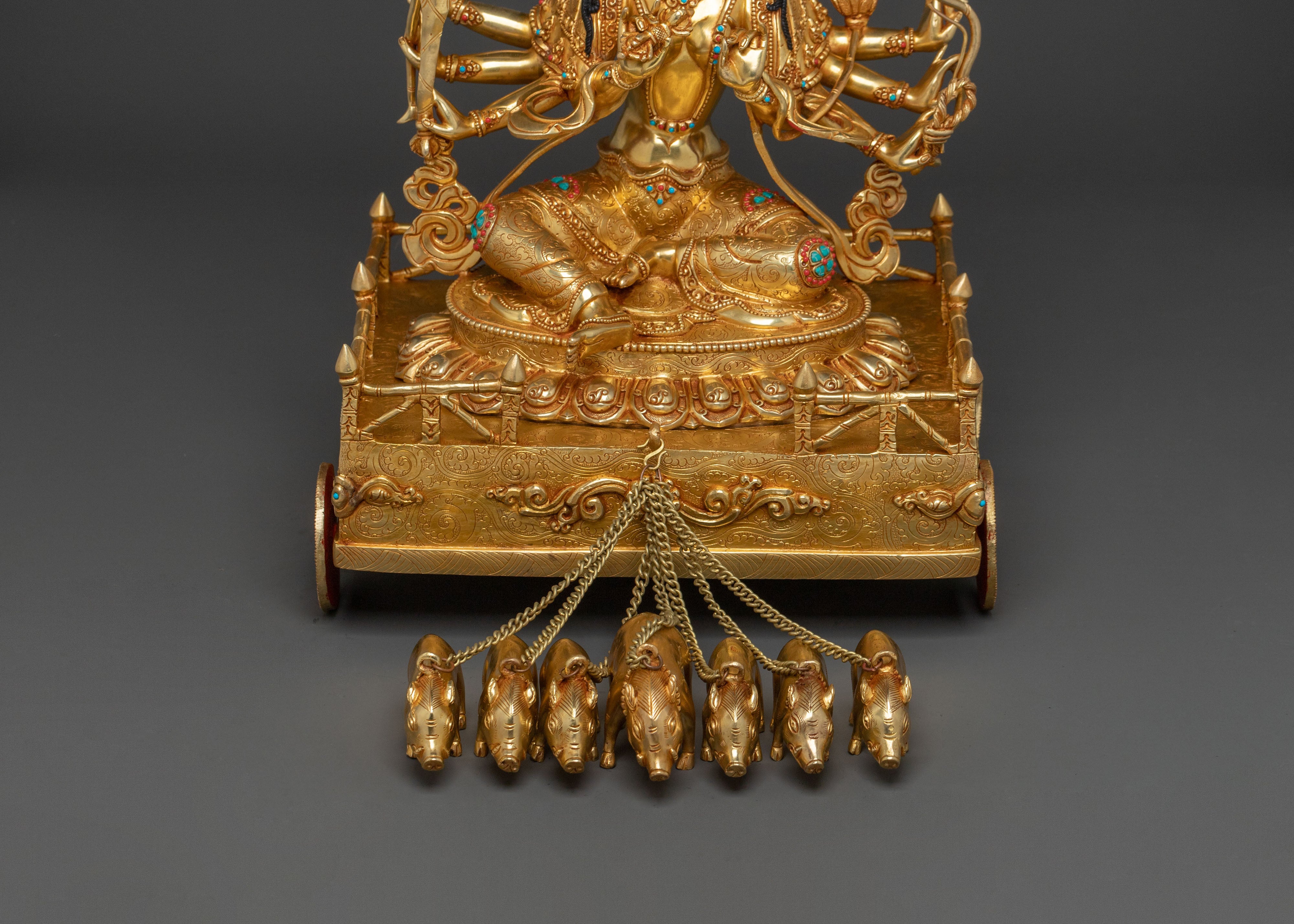 Marici Sacred Statue: 24K Gold Gilded Himalayan Figure
