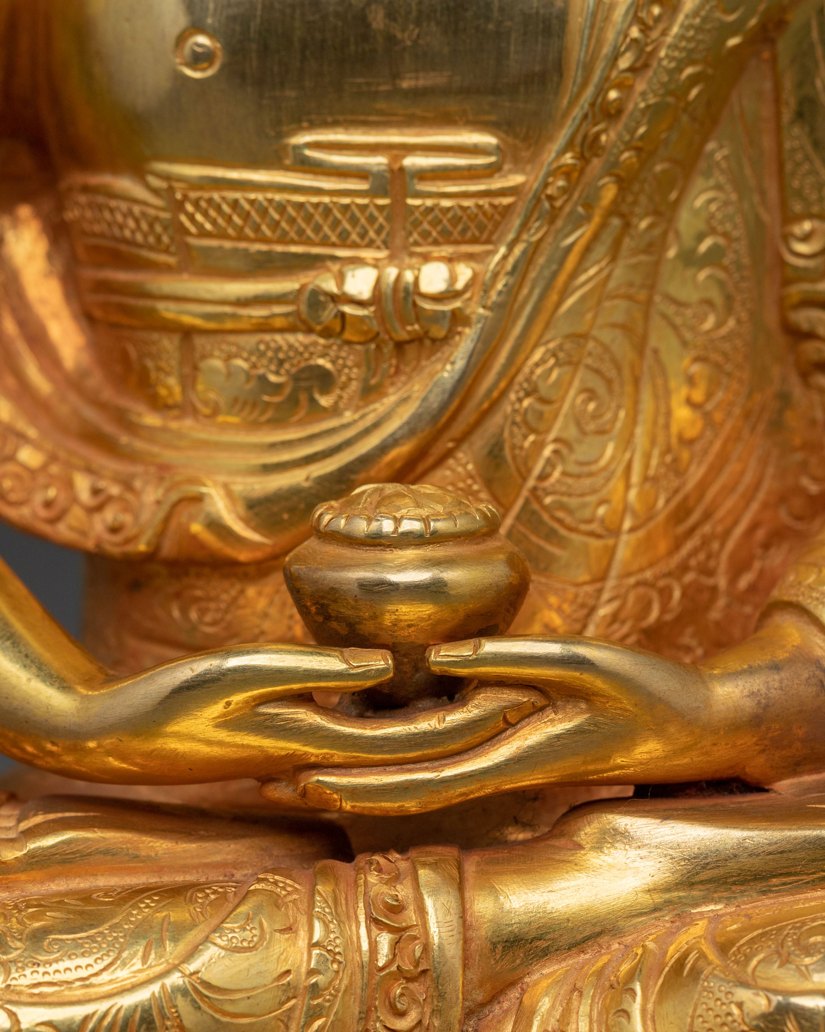 Amitabha Buddha Blessing Sculpture - 24K Gold Gilded