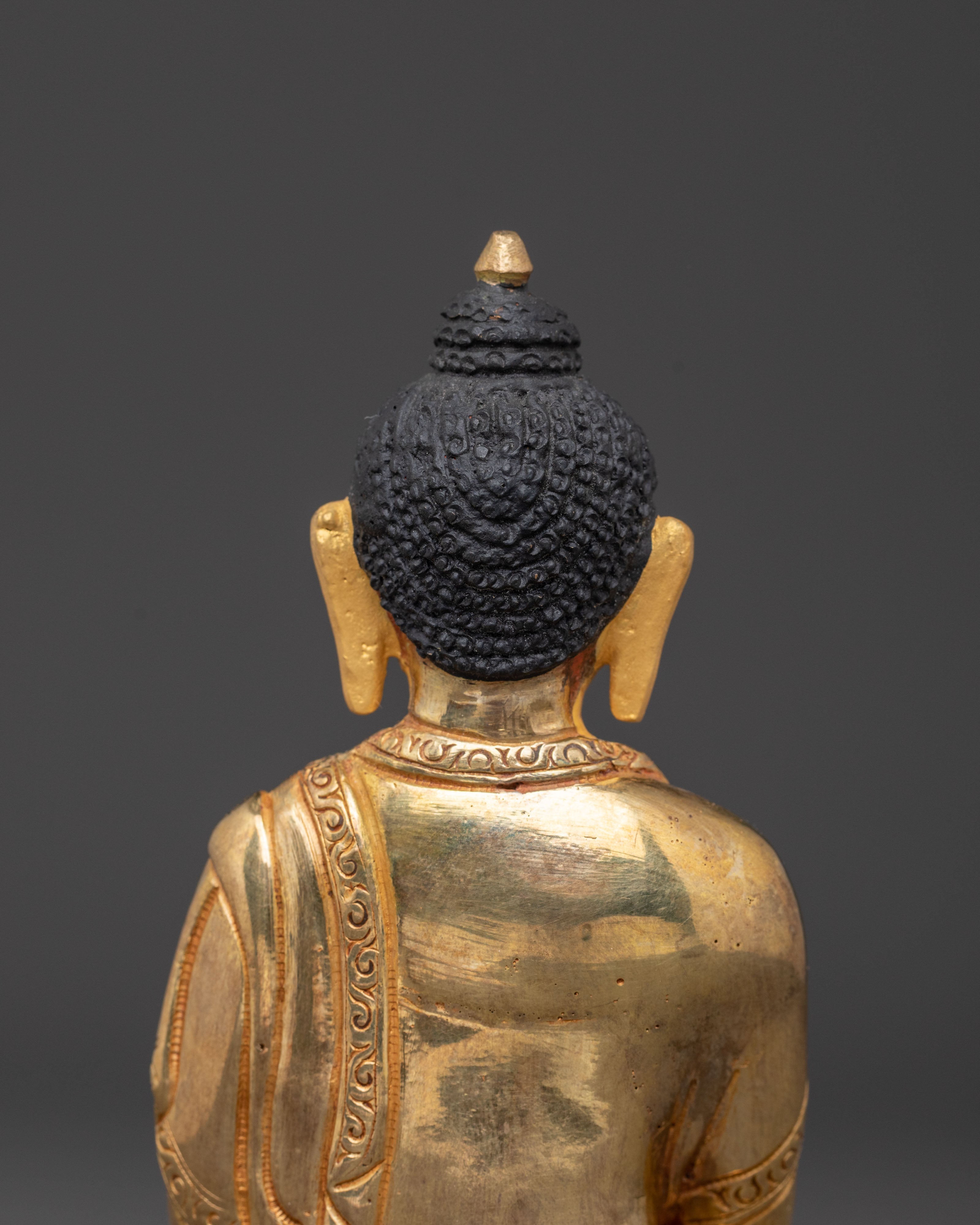 Tibetan Statue of Amitabha Buddha - Handcrafted 24K Gold Gilded