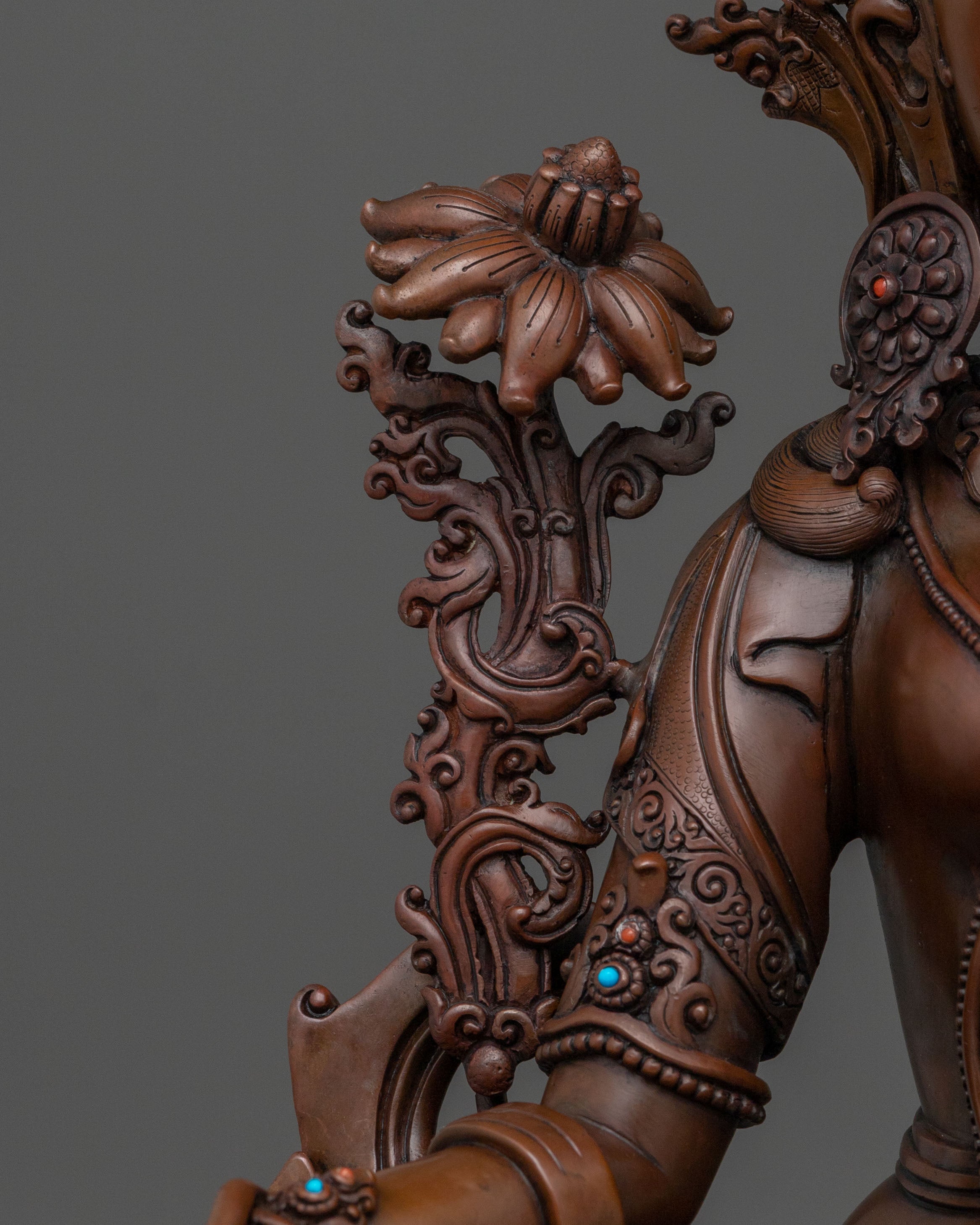 Compassion Goddess Green Tara: Oxidized Copper Sculpture