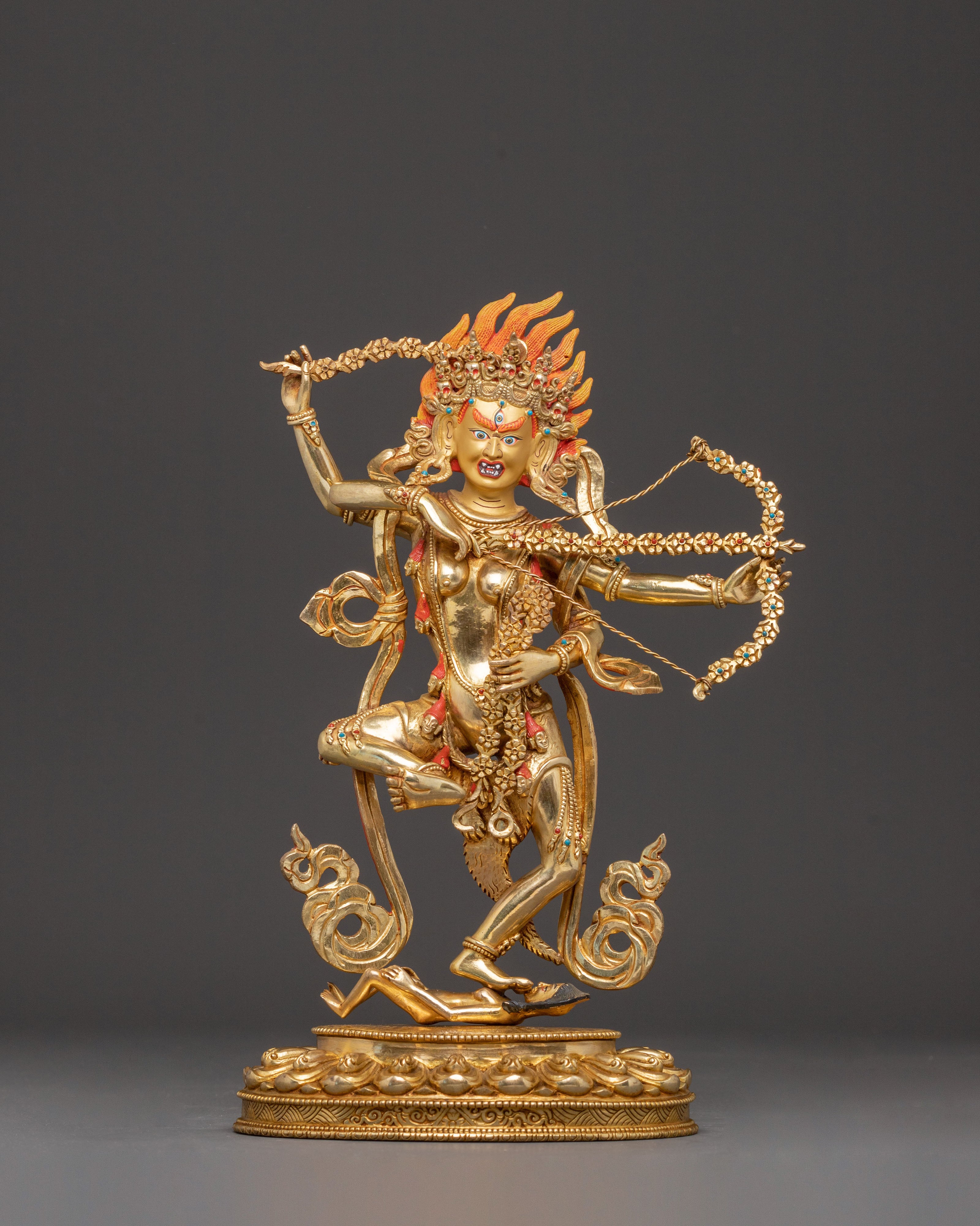Golden Kurukulla Handmade Statue | Tibetan Buddhist Figurine