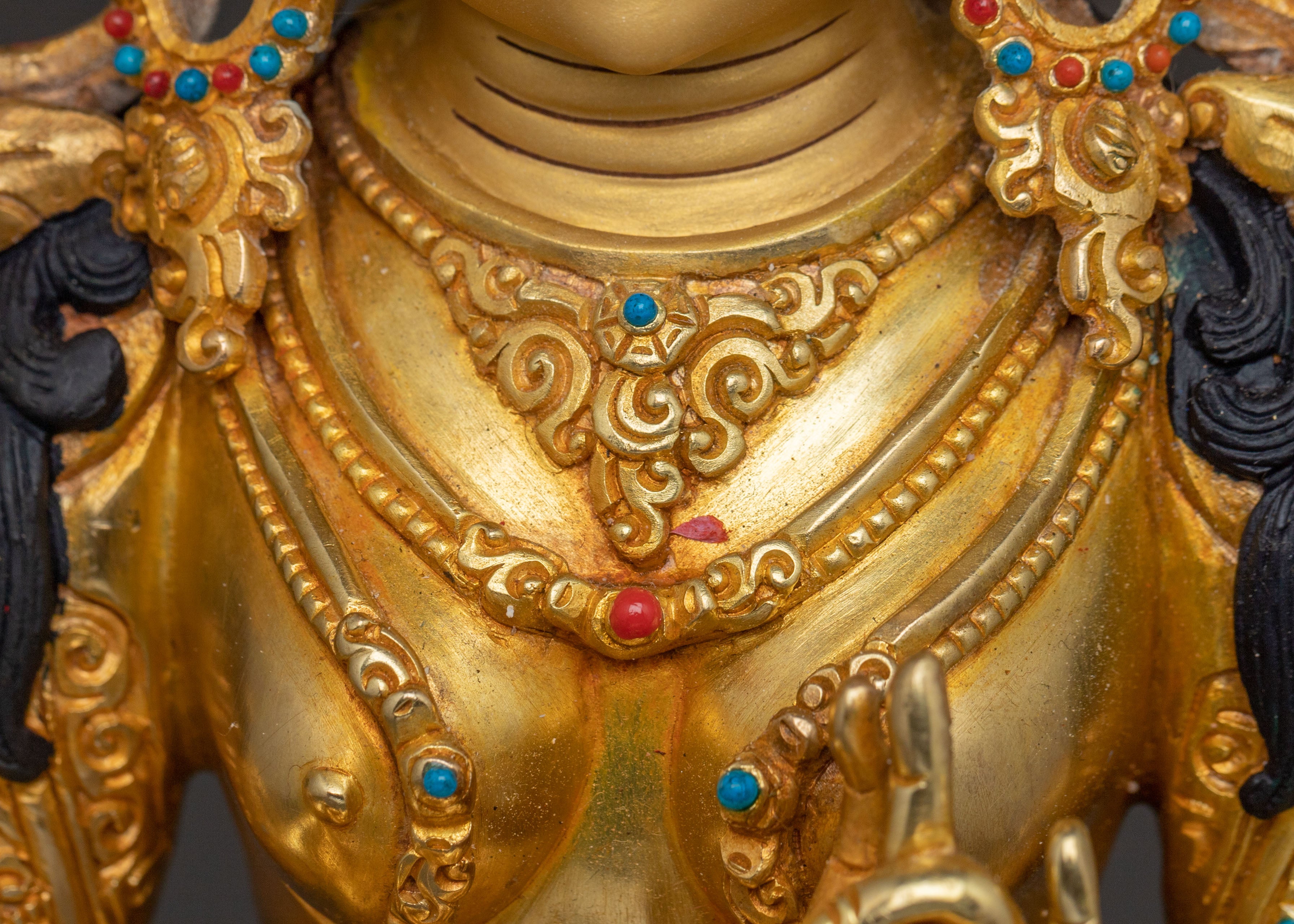 Green Tara Sacred Blessing Statue - Handcrafted 24K Gilded