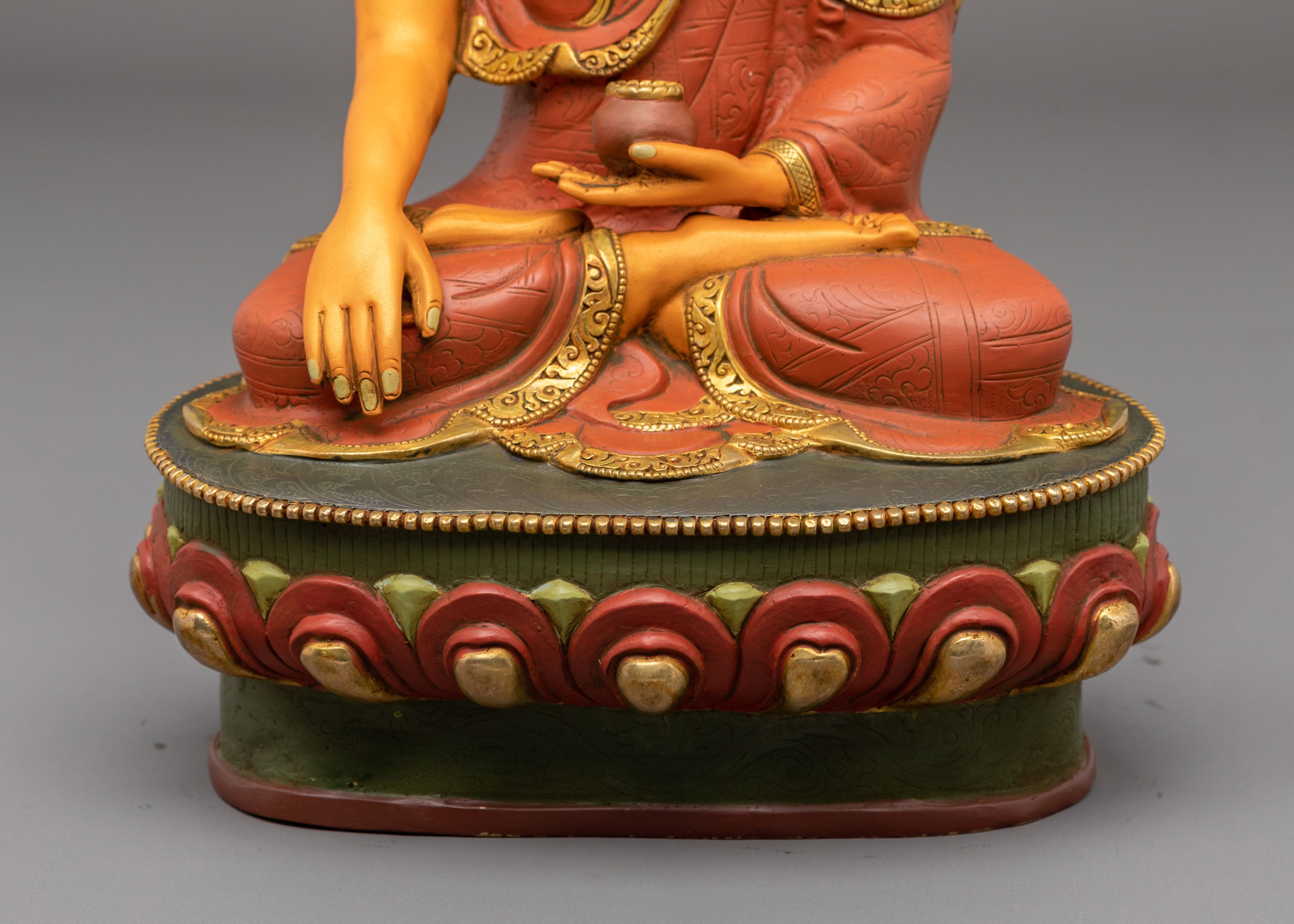 Crown Shakyamuni Buddha Figurine | 24K Gold Coated Statue