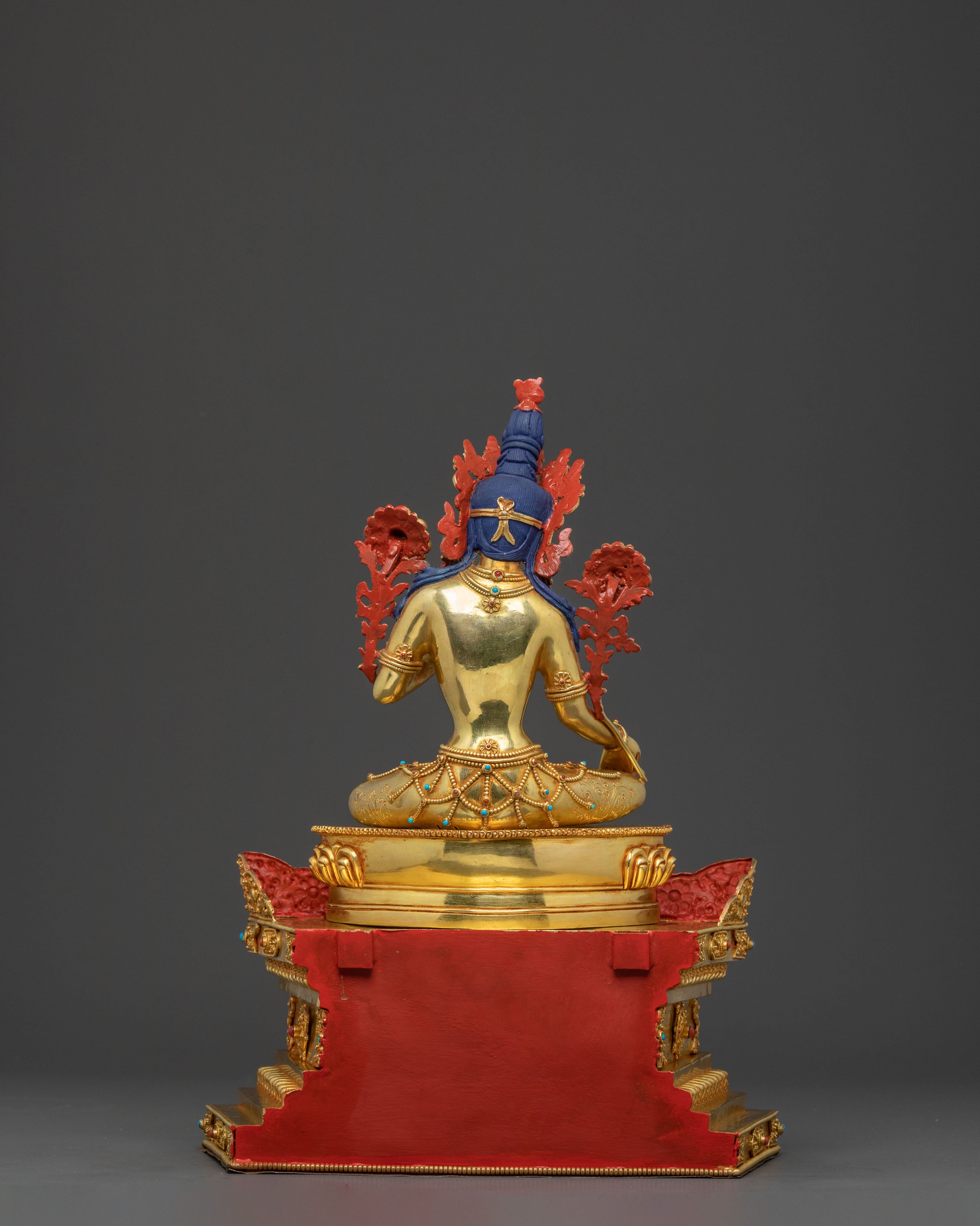 Green Tara Statue On Throne | Sacred Altar Decor