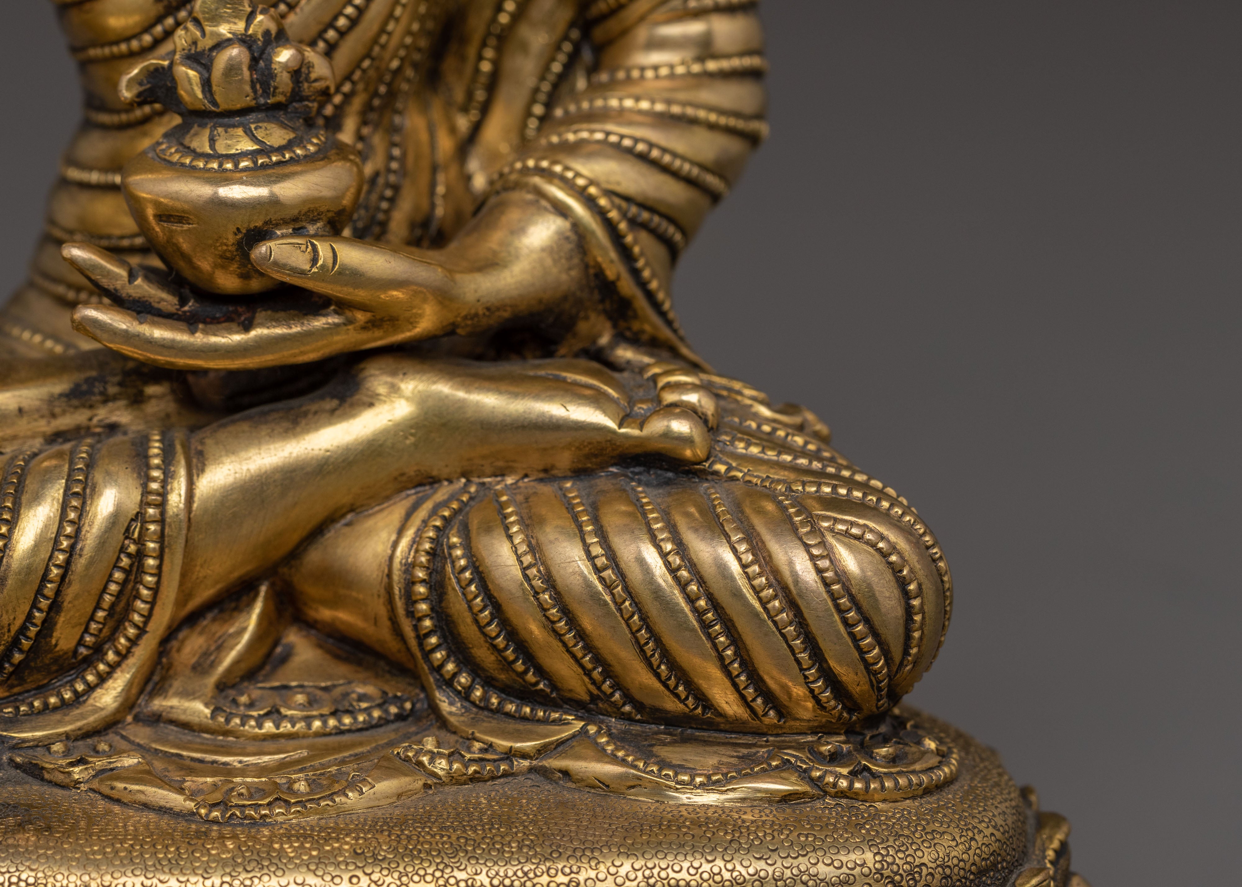 Handcrafted Medicine Buddha Statue | 24K Gold Gilded Sculpture