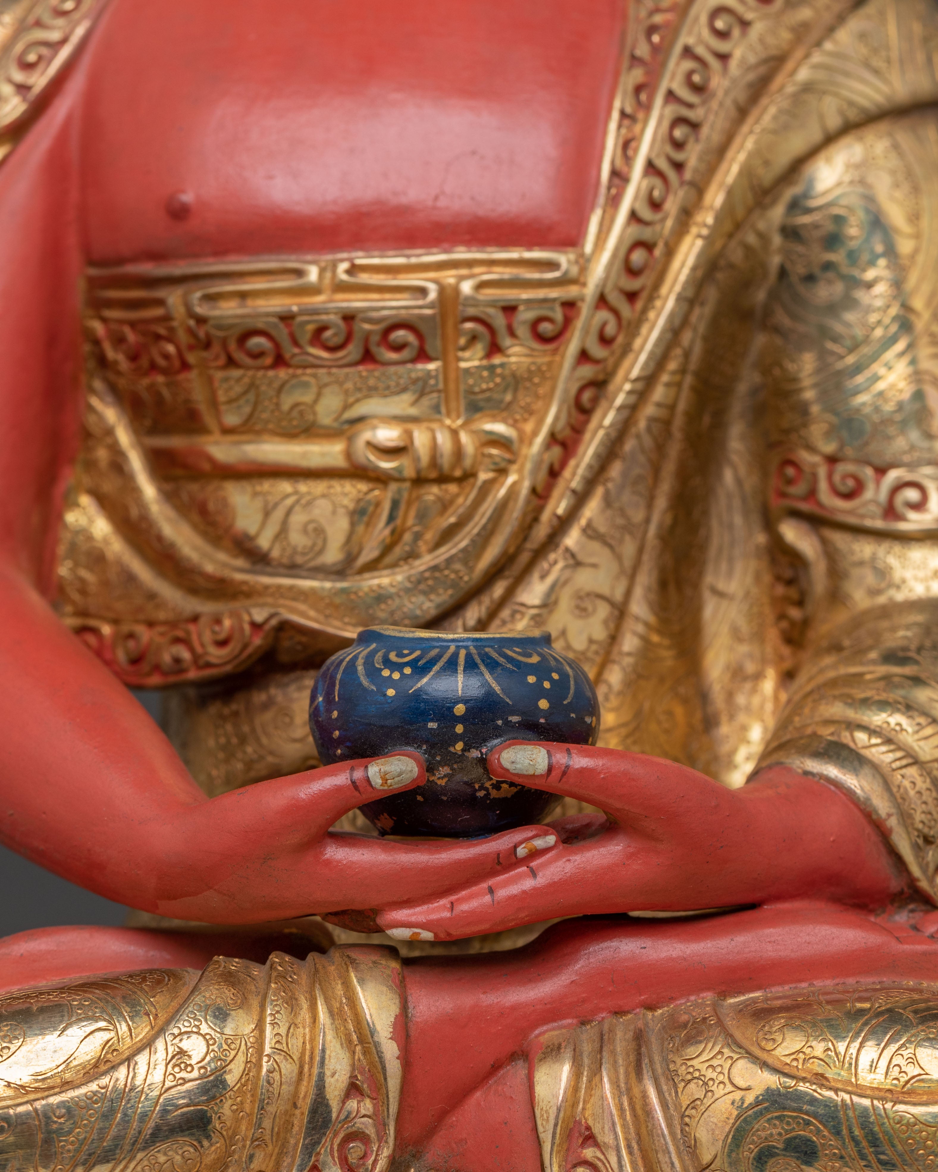 Handcrafted Copper Statue of Amitabha Buddha: Serene Devotional Art