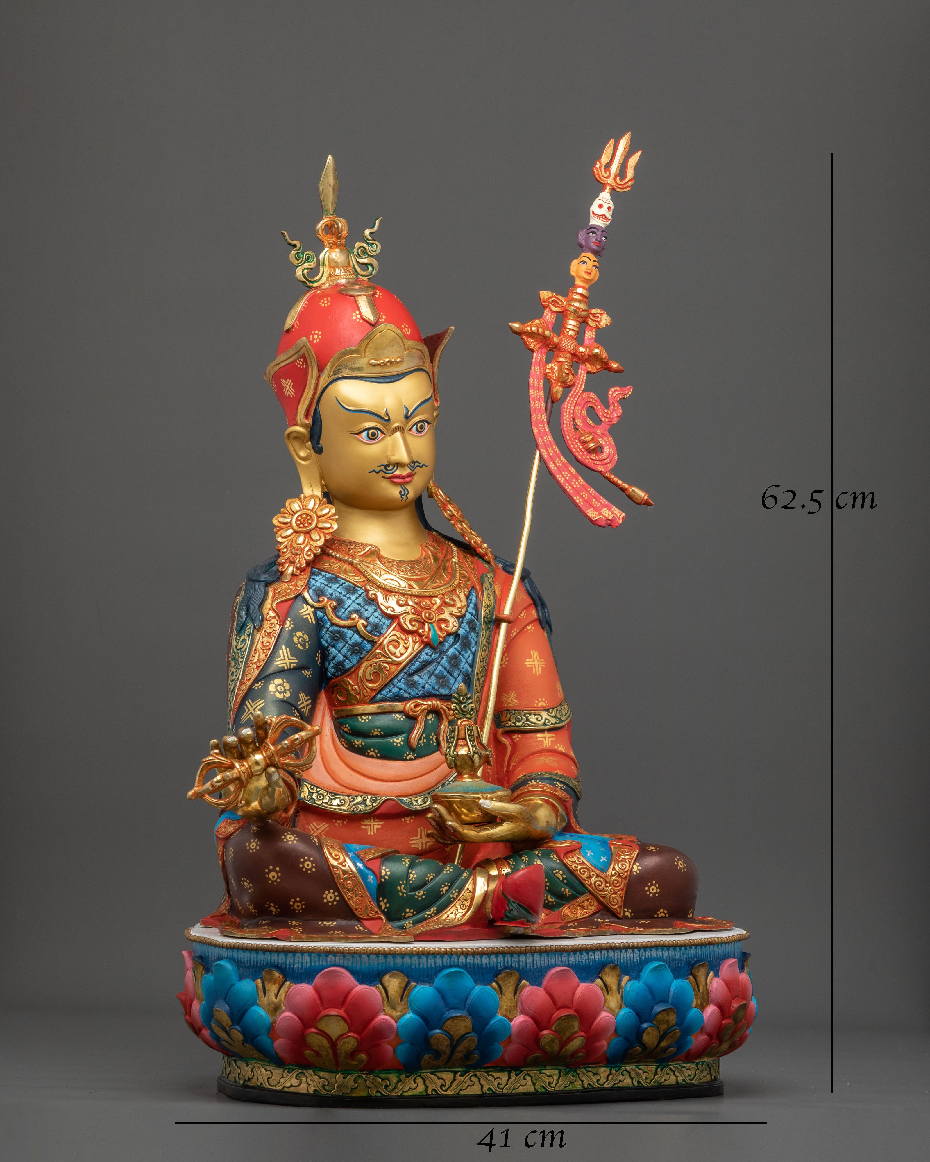 Guru Rinpoche Spiritual Figurine | Exquisite 24K Gilded Statue