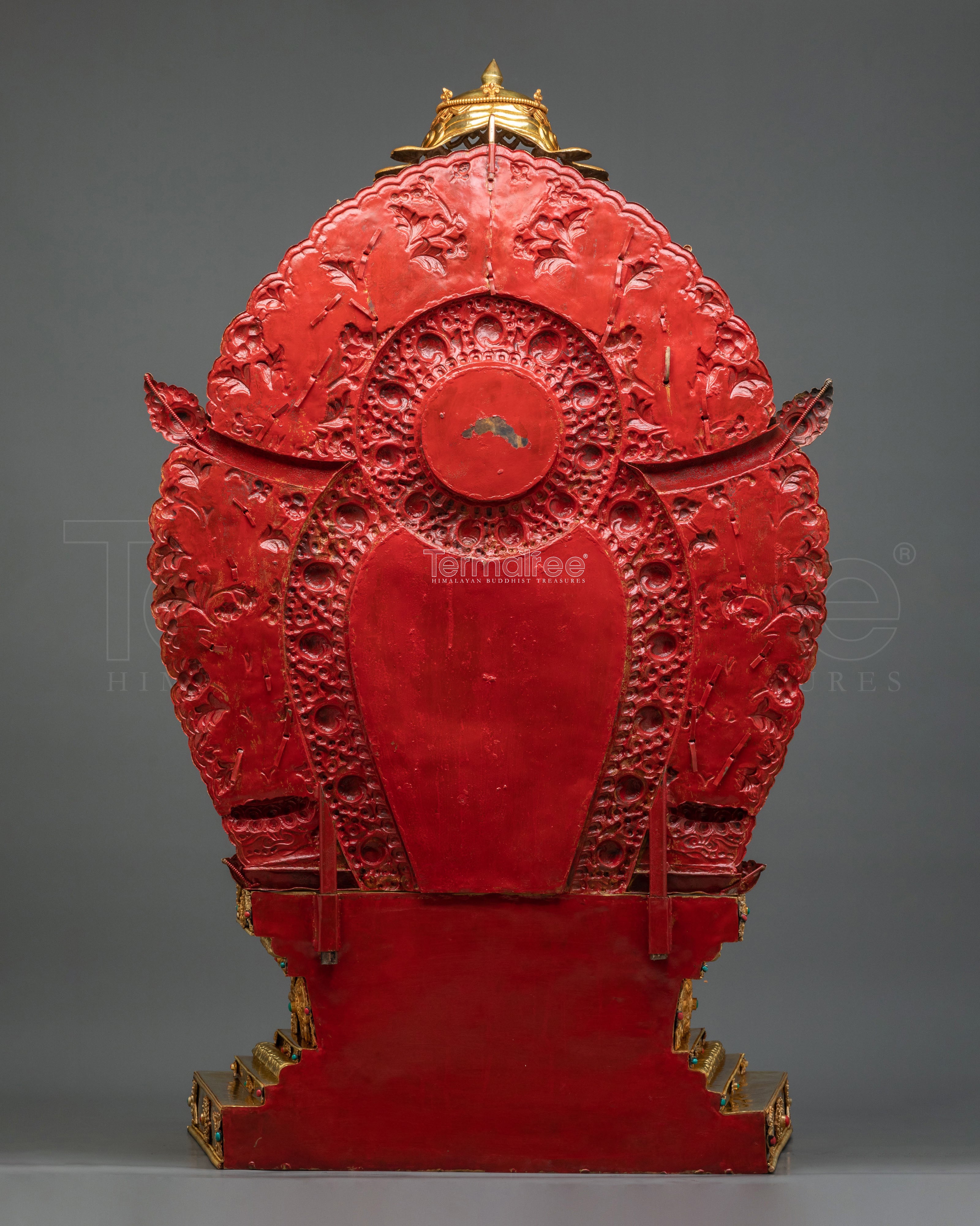 Crown Shakyamuni Buddha on Throne | Exquisite 24K Gilded Figurine