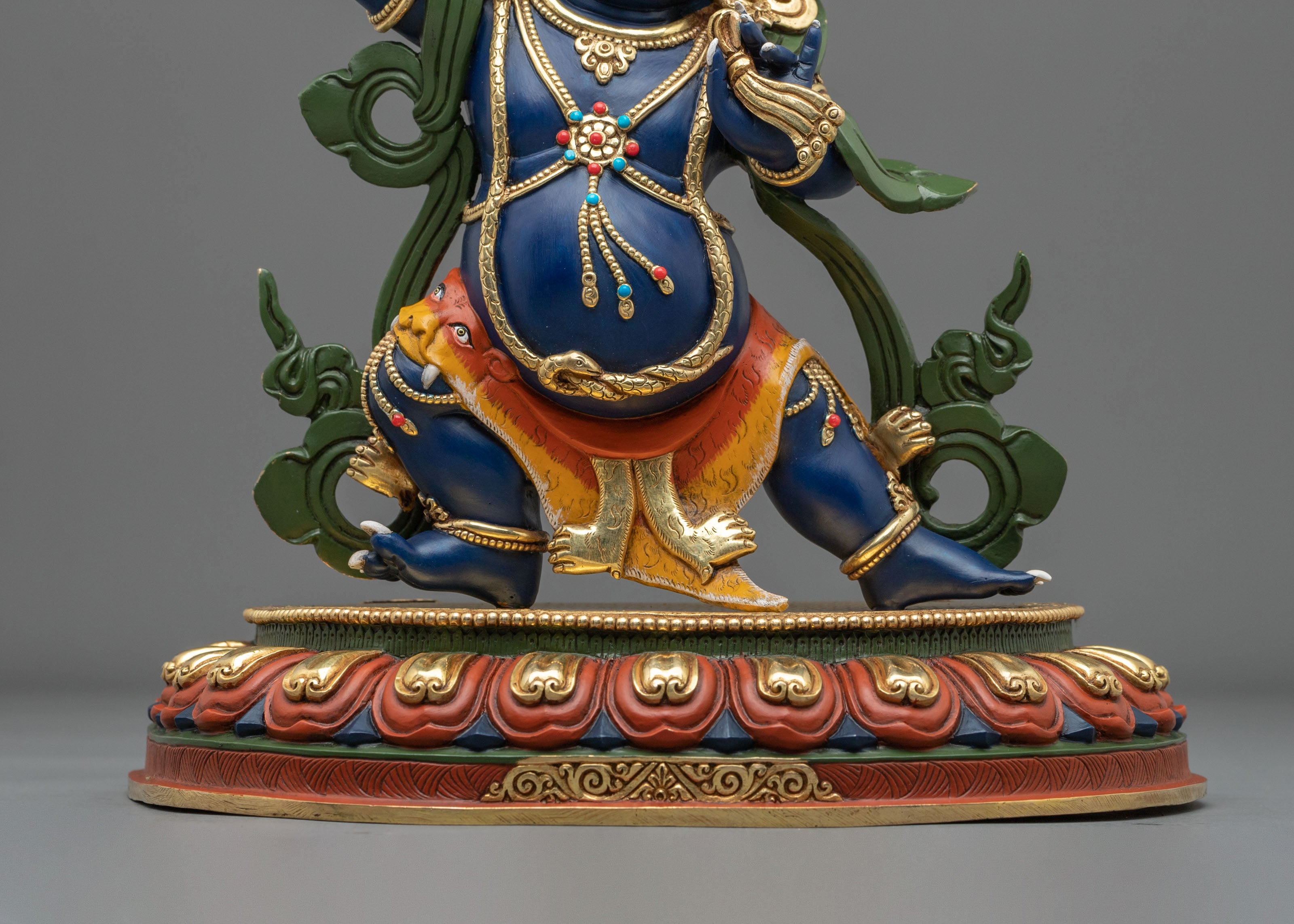Copper Vajrapani Statue with Gold and Acrylic Painting | Buddhist Guardian