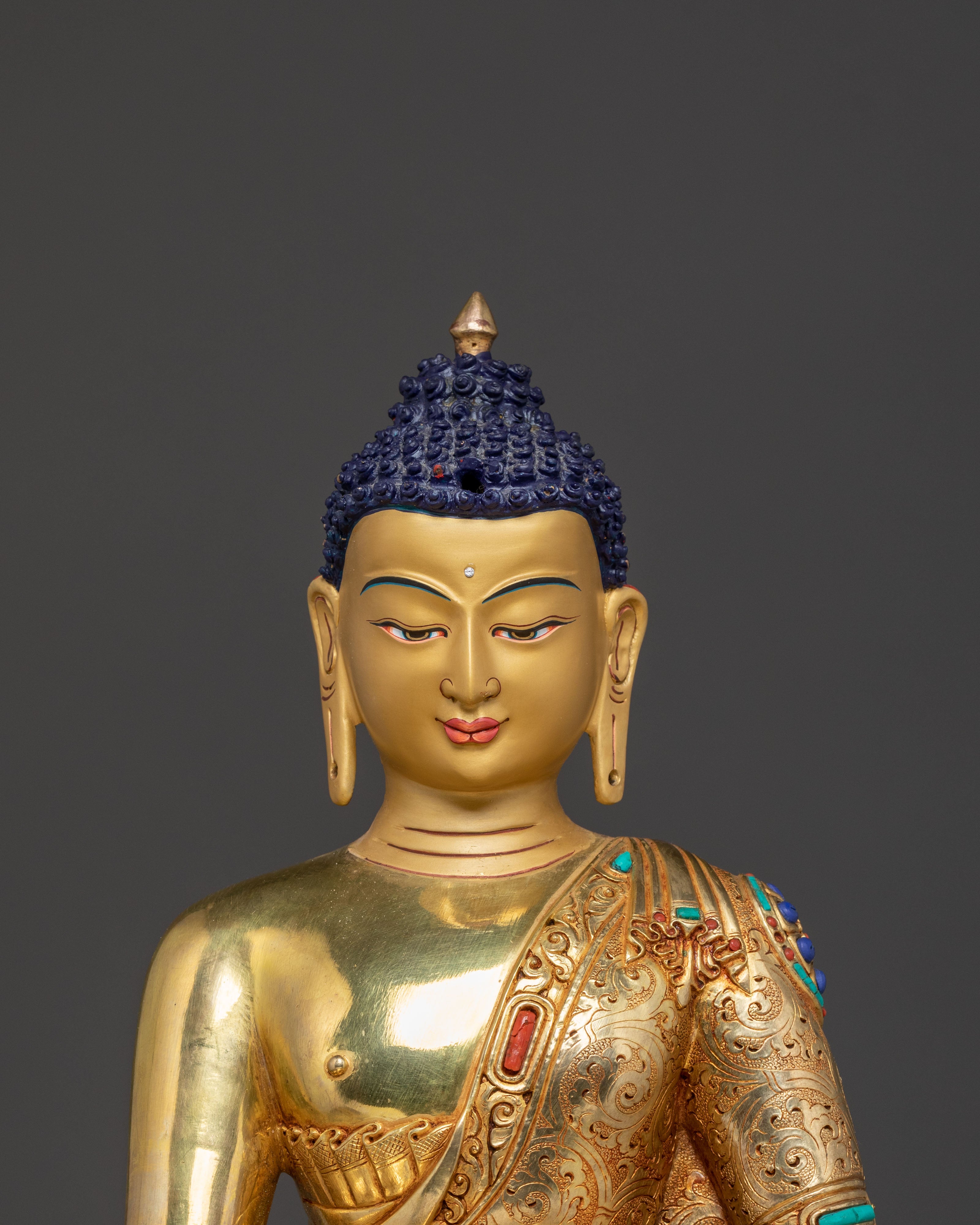 Crown Shakyamuni Buddha On Throne | Altar Decor