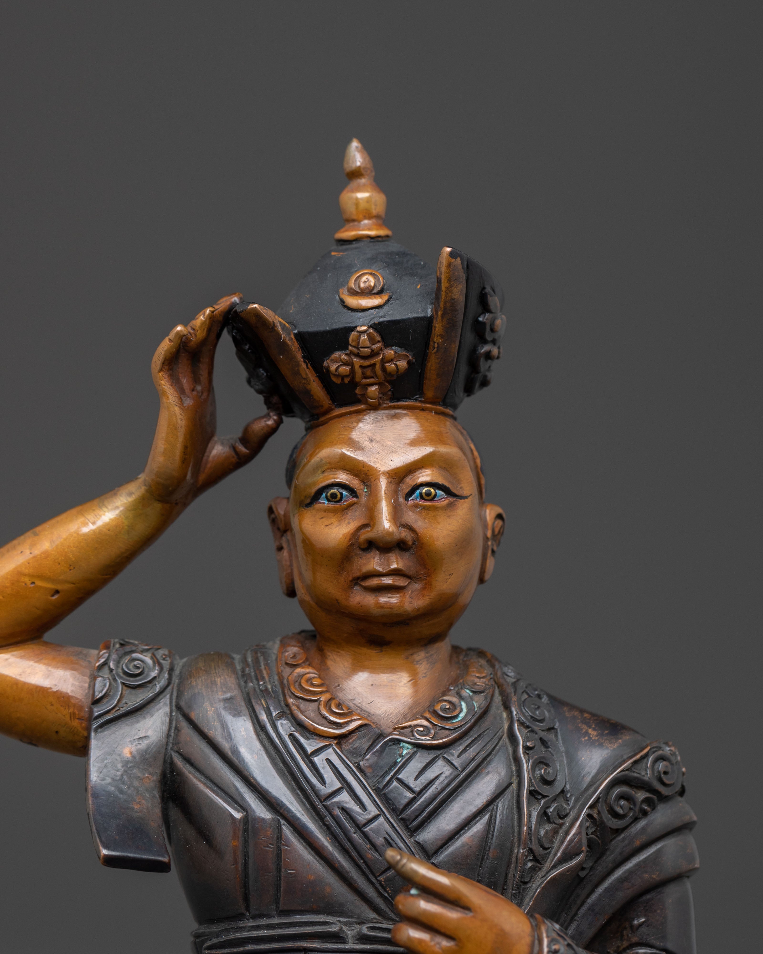 Karmapa Oxidized Copper Statue | Spiritual Leader