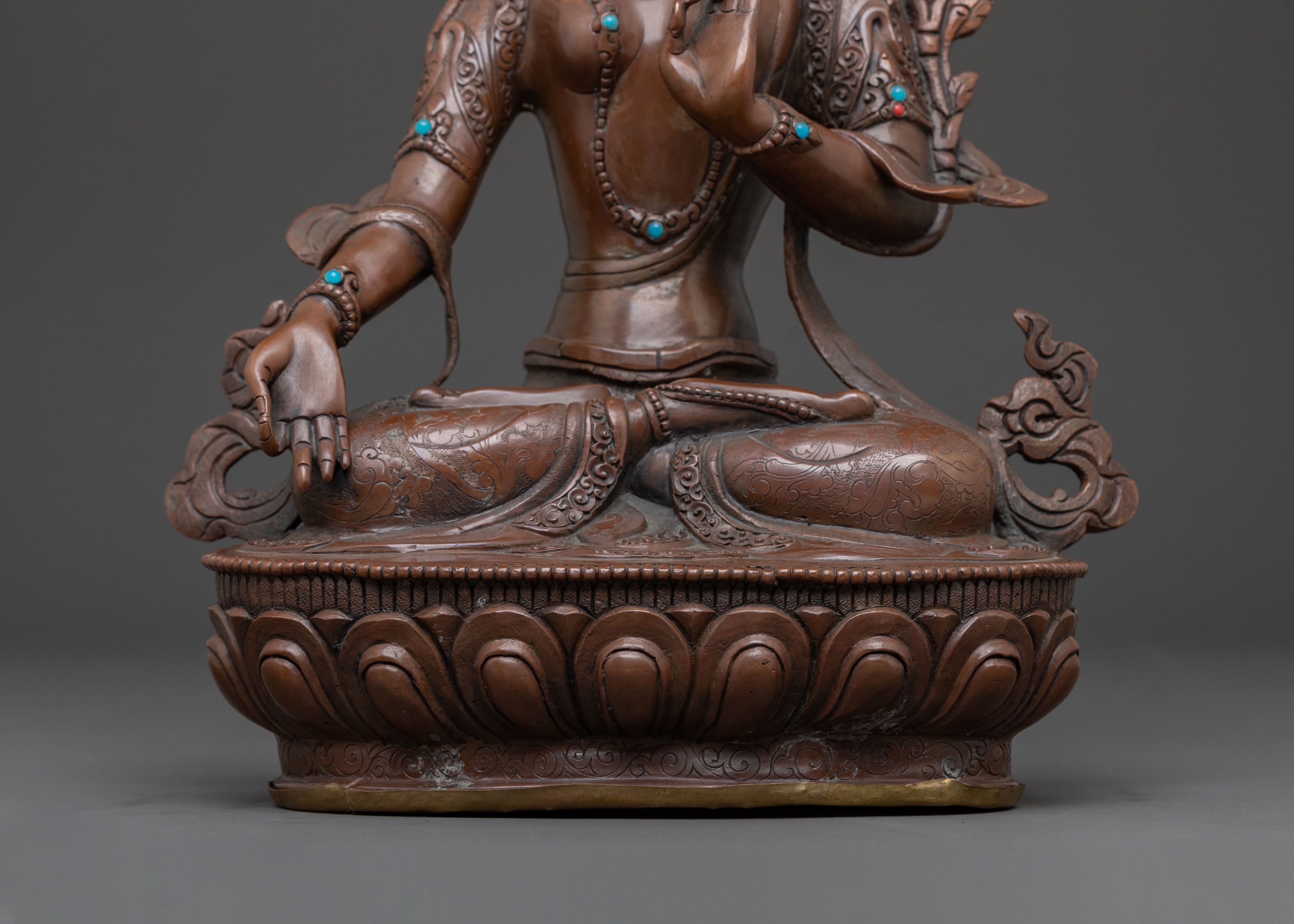 White Tara Copper Statue for Spiritual Decor | Traditional Sculpture
