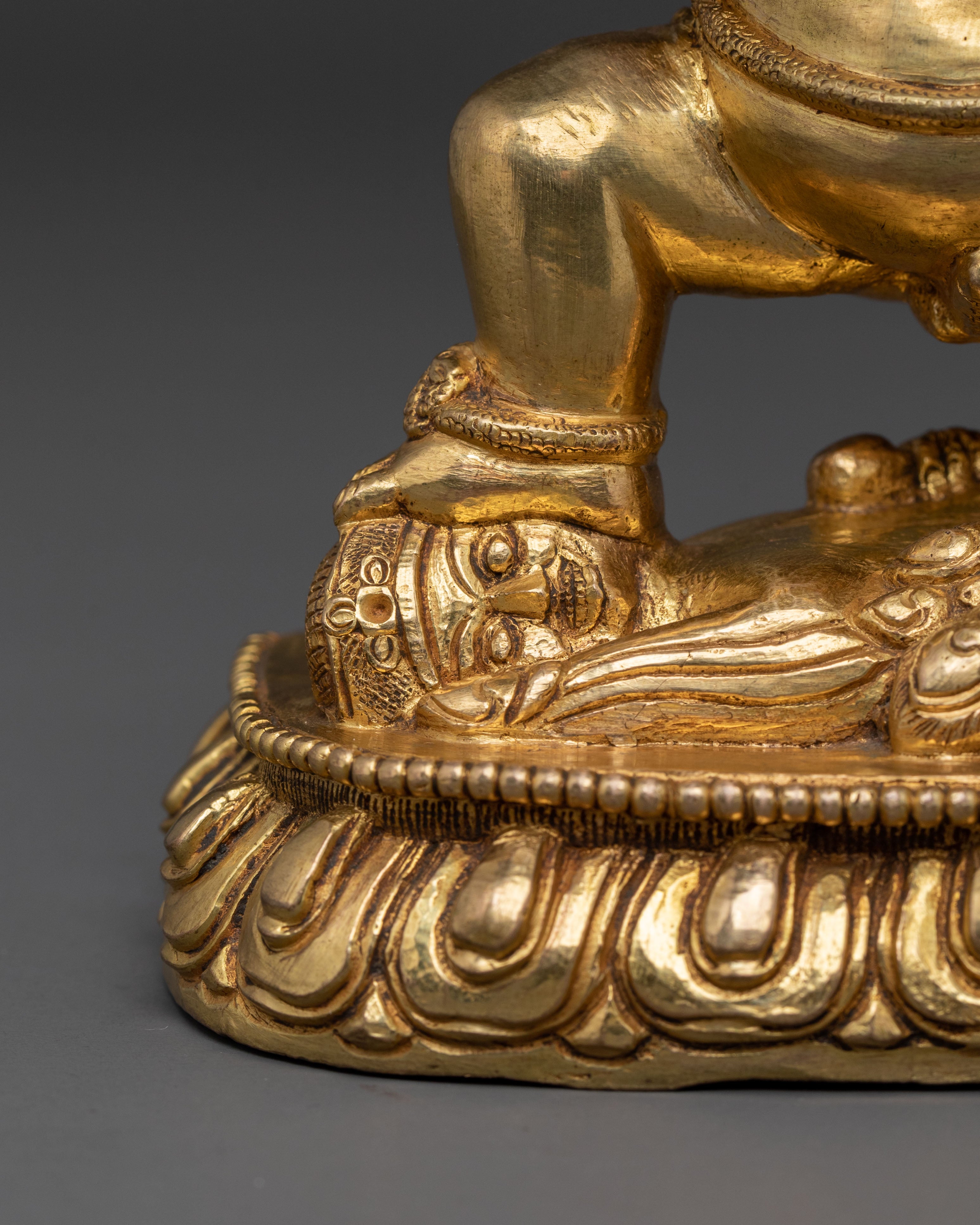 Black Dzambhala Statue: 24K Gold Gilded Guardian