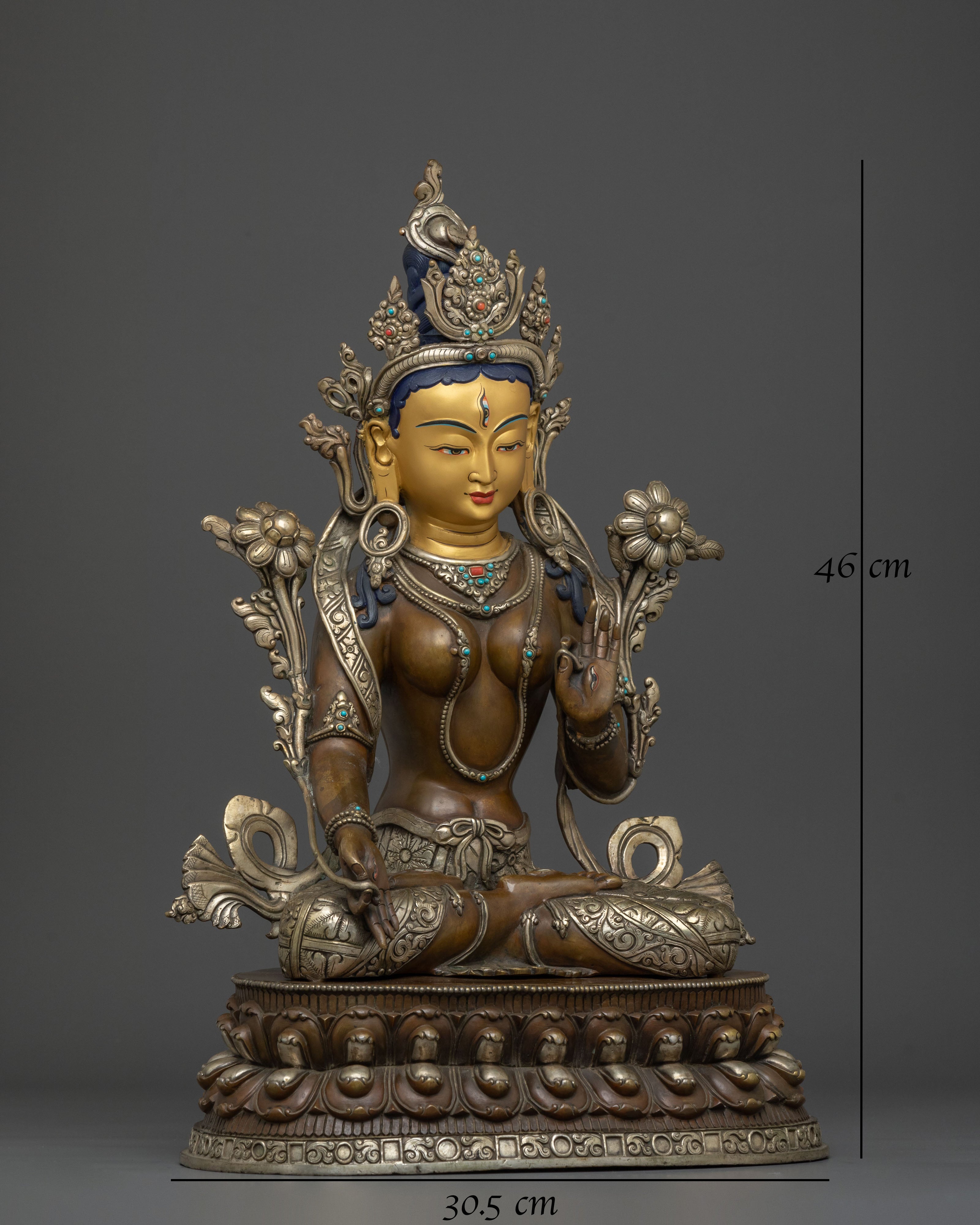 White Tara Statue | Tibetan Buddhist Serenity