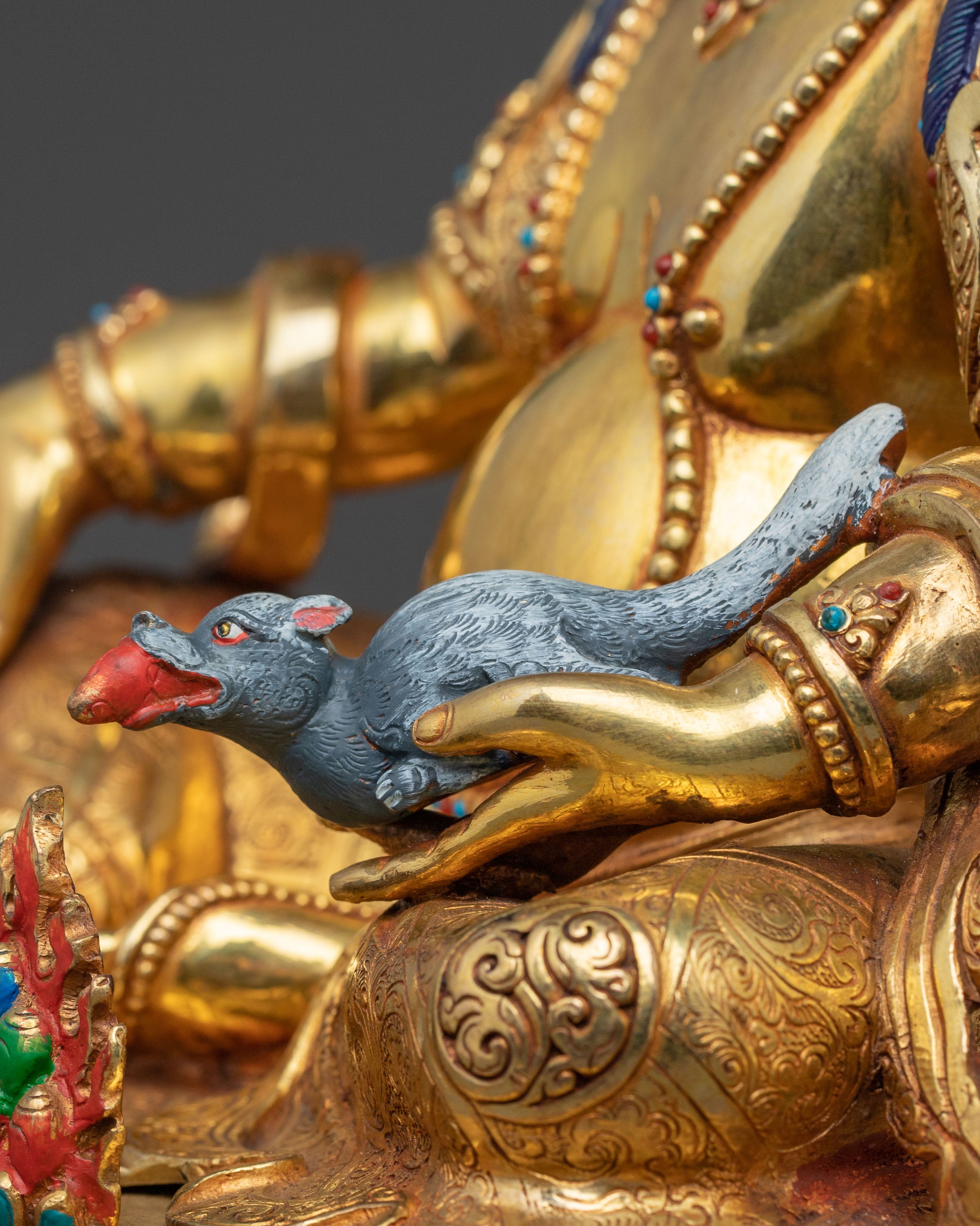 Handcrafted Dzambhala Golden Statue | Buddhist God of Wealth