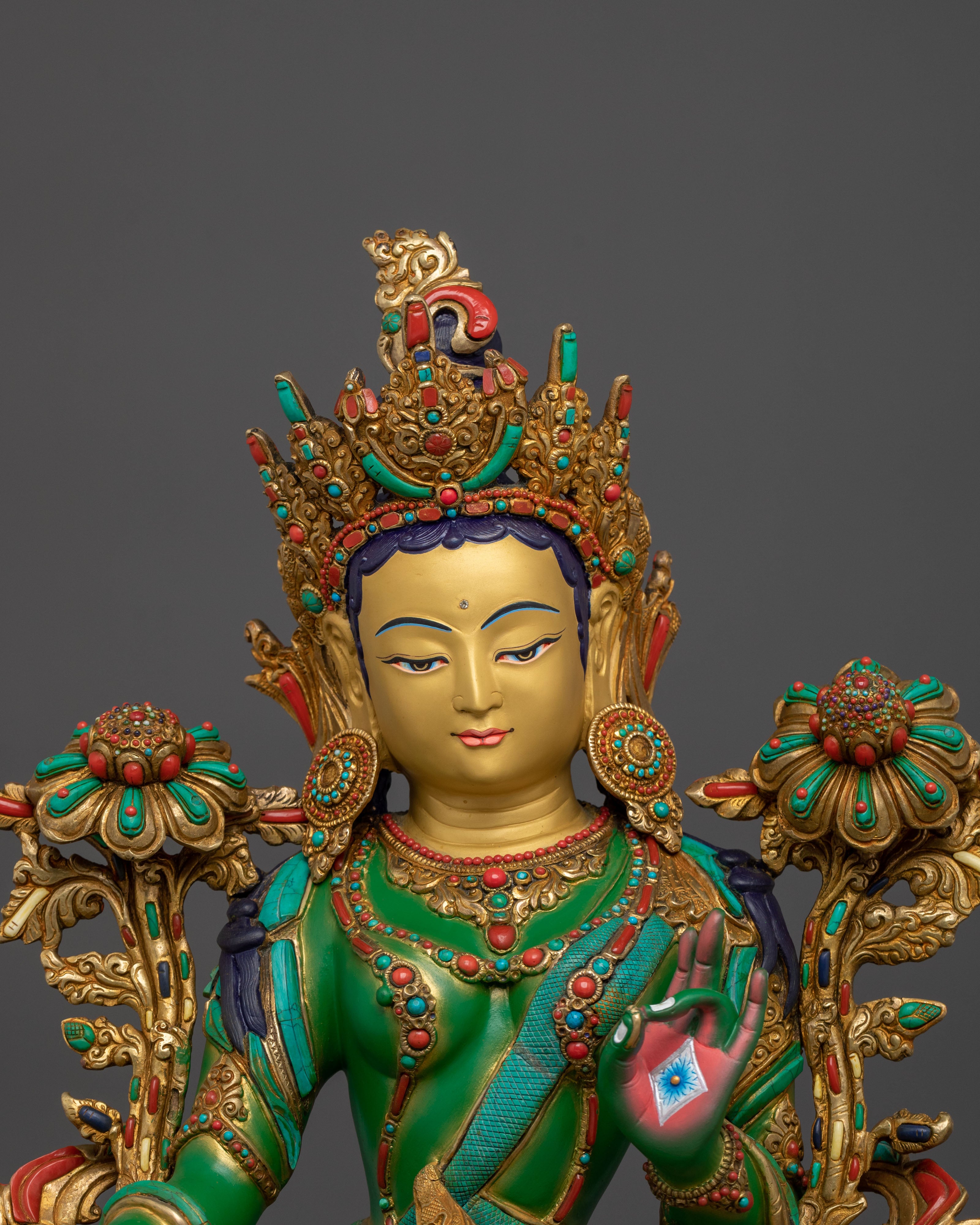 Himalayan Shyama Tara Sacred Statue Gilded in 24K Gold